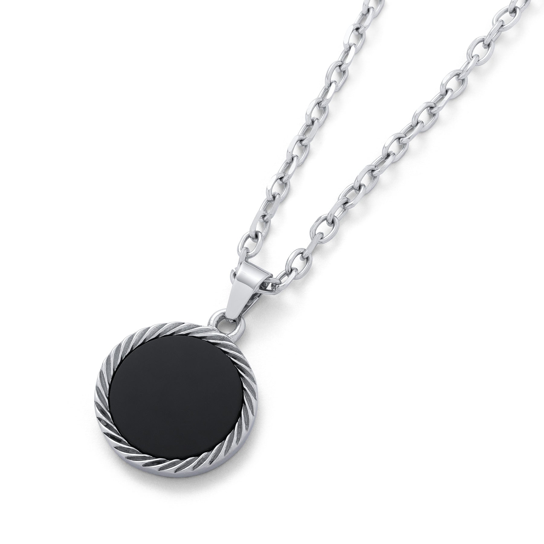Onyx Medallion Pendant Necklace for Men & Women - Black Stone Jewelry Gift for Birthday, Anniversary - Perfect for Casual Wear, Formal Events & Spiritual Protection