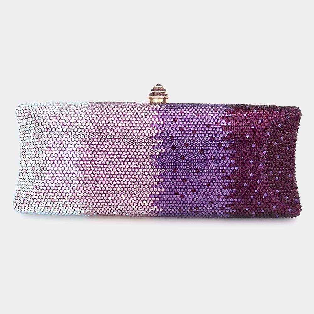 Elegant Purple Ombre Rhinestone Evening Clutch for Women | Sparkly Party Clutch Bag | Perfect for Prom, Wedding & Formal Events