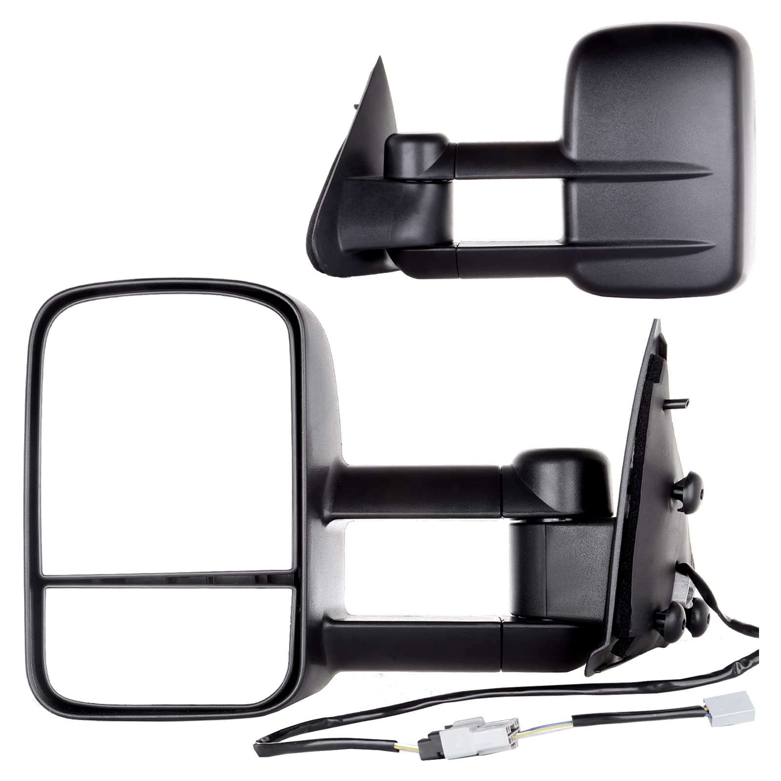 LUJUNTEC Power Adjustable Towing Mirrors for 1997-2003 Ford F150 Standard Extended Cab (Not Crew Cab) - Black Driver & Passenger Side Replacement Mirrors - Perfect for Towing Trailers, Boats & RVs