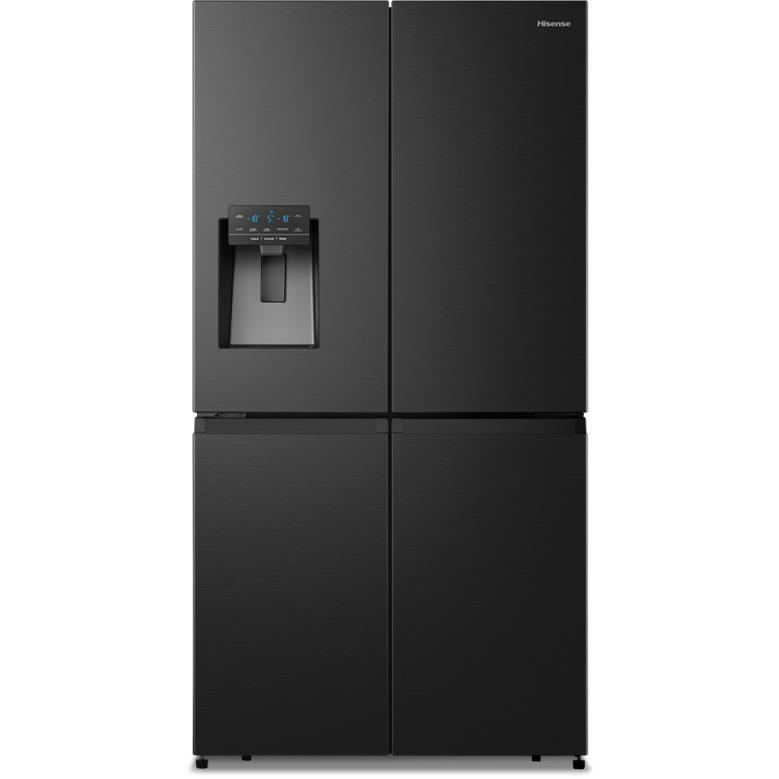 Hisense 585L Quad French Door Refrigerator - Black Steel HRCD585BW - Energy Efficient Large Capacity Fridge for Modern Kitchen & Open Floor Plans
