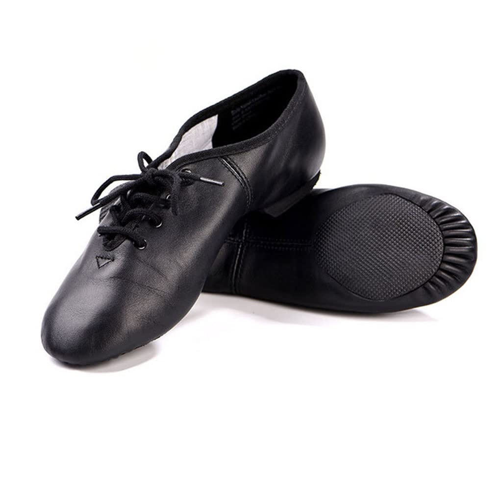 WSSBK Women's Black Lace-Up Oxford Jazz Dance Shoes - Split Sole Ballet Shoes for Girls & Women - Size 41 - Perfect for Jazz, Ballet, and Dance Performances