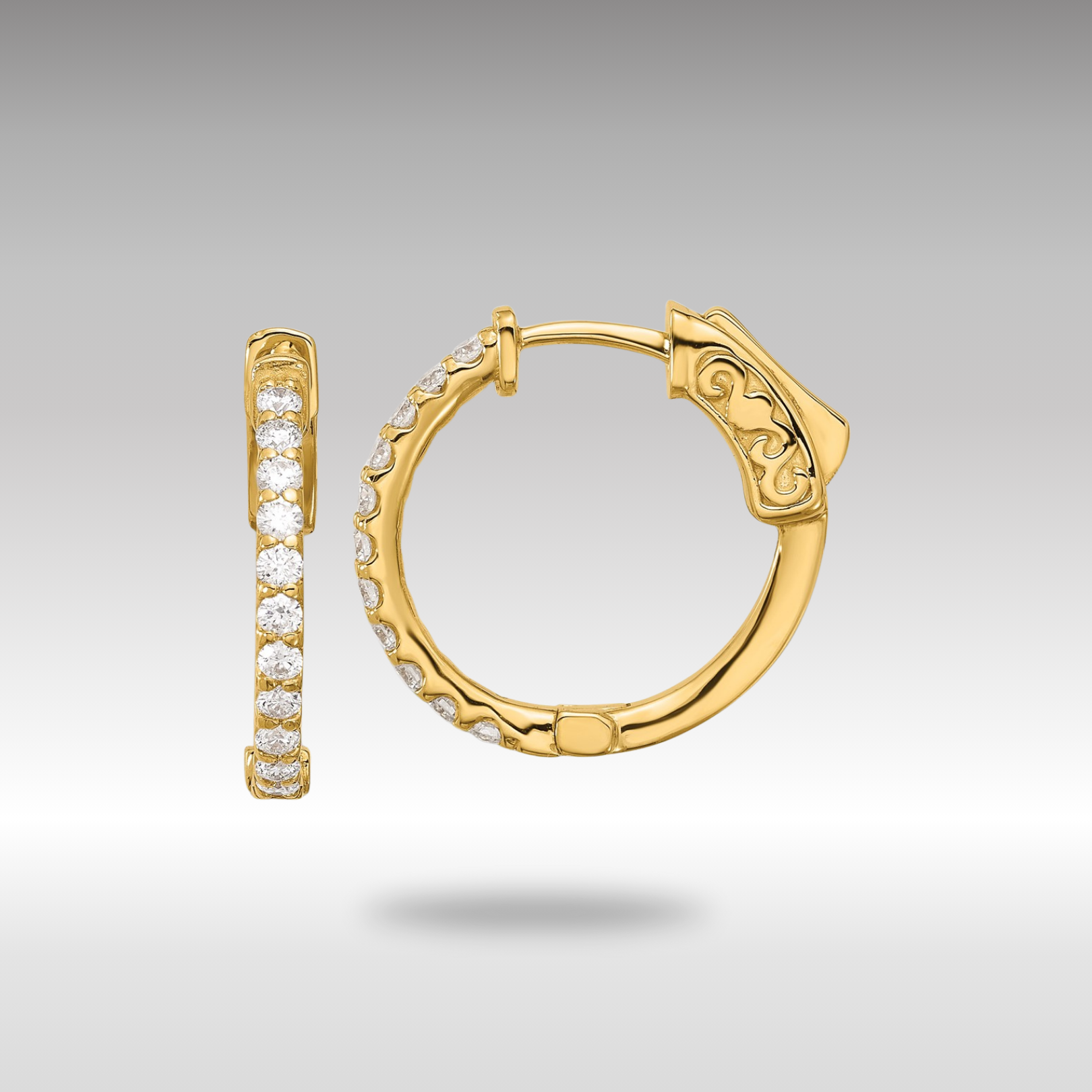 0.44ct Gold Round Hoop Diamond Earrings with Safety Clasp - 22K 1.7mm Dainty Studs for Women (Model XE3256AA) | Perfect for Weddings, Parties & Everyday Elegance