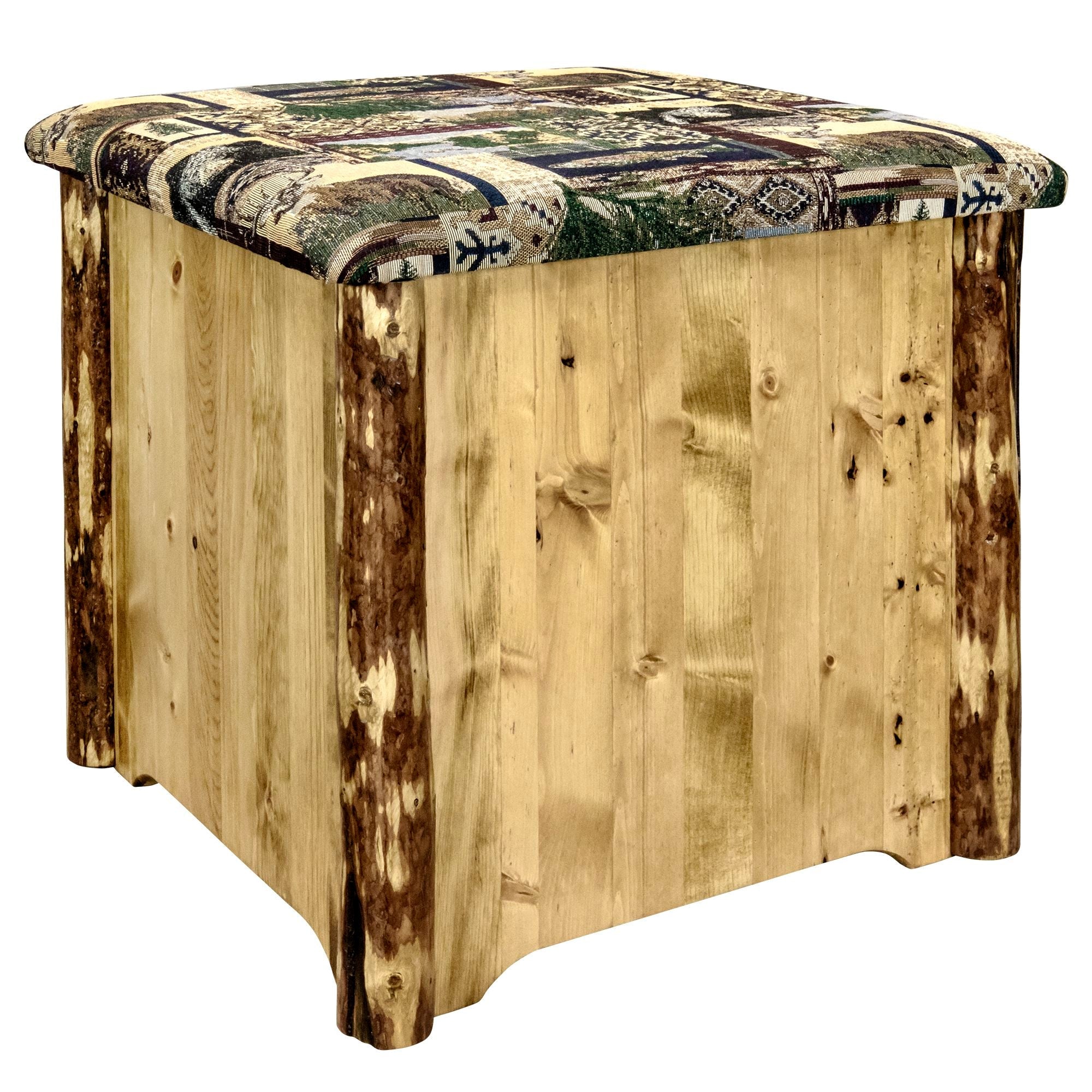 Glacier Country Upholstered Storage Ottoman with Woodland Fabric - Perfect for Living Room, Bedroom & Home Decor