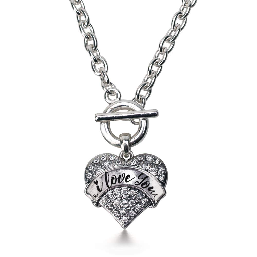 Inspired Silver - 18 Inch Sterling Silver Pave Heart Charm Necklace with Cubic Zirconia, Elegant Jewelry Gift for Women, Perfect for Valentine's Day, Anniversary & Special Occasions