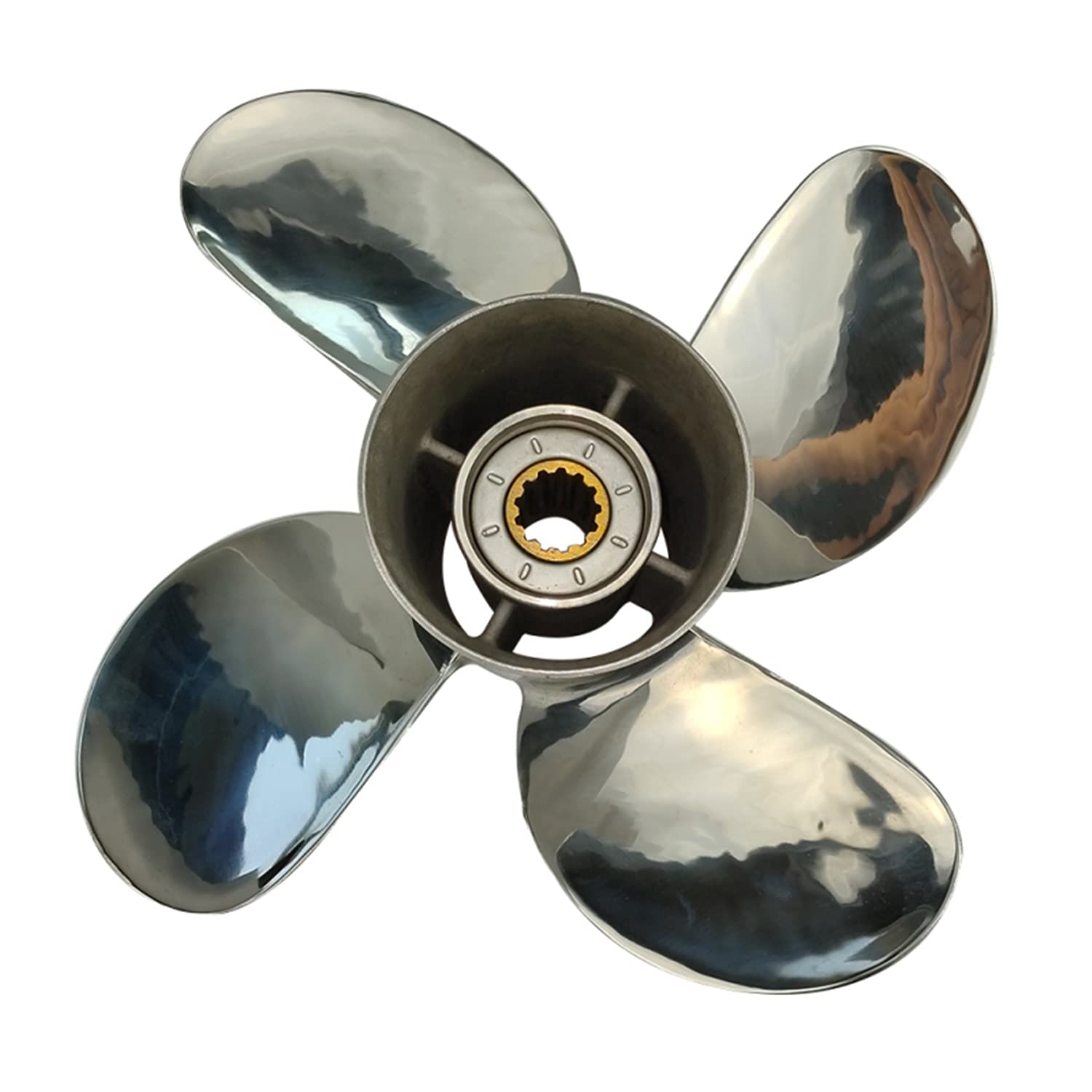 CAPTAIN Propeller 11.6x12 - Stainless Steel 4-Blade Boat Propeller for Mercury Outboard Engines 25-75HP (13 Tooth Spline) - Perfect for Fishing, Boating & Water Sports