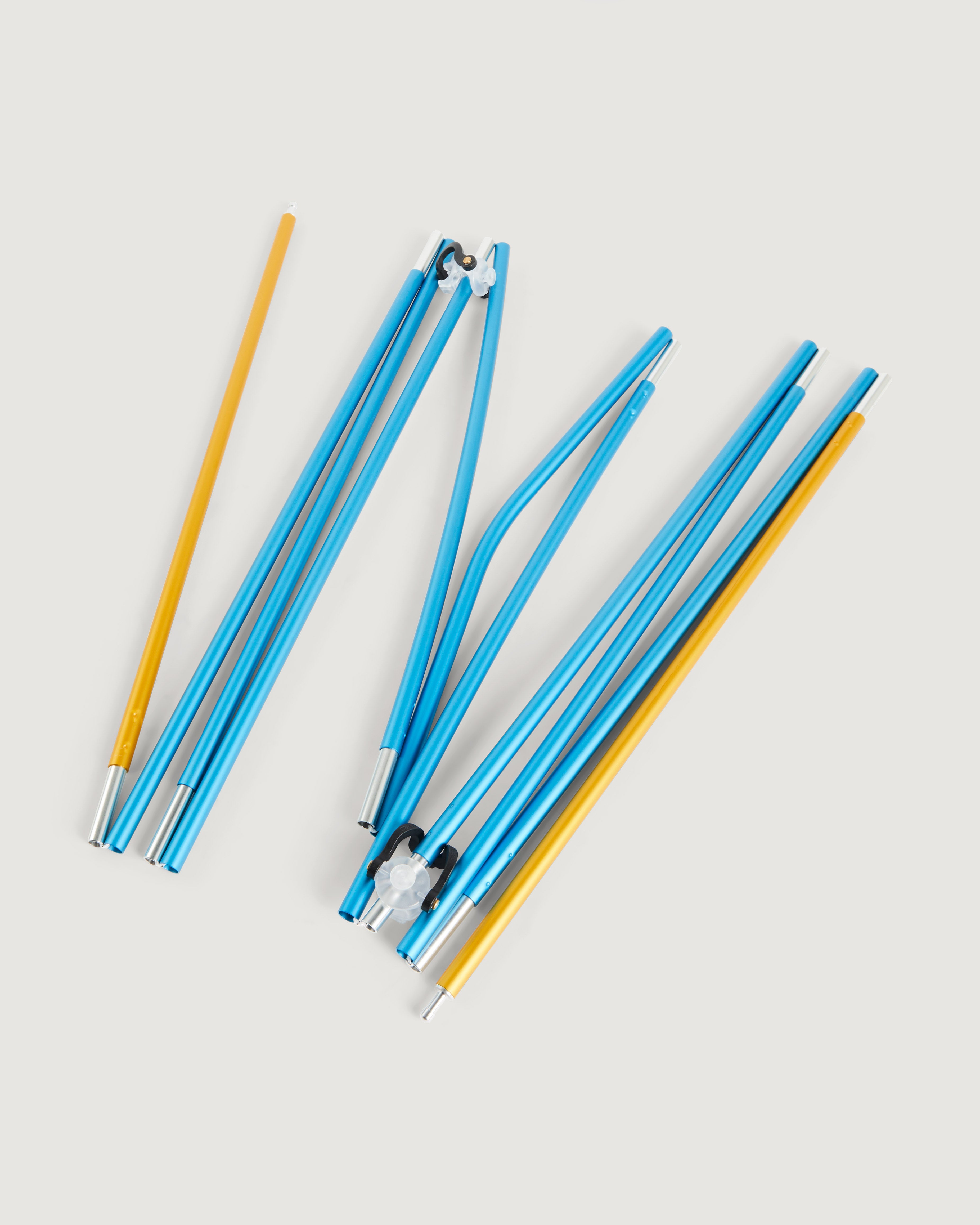 Quest Tent with Straight Pole in Blue/Gold - Perfect for Camping, Hiking & Outdoor Adventures