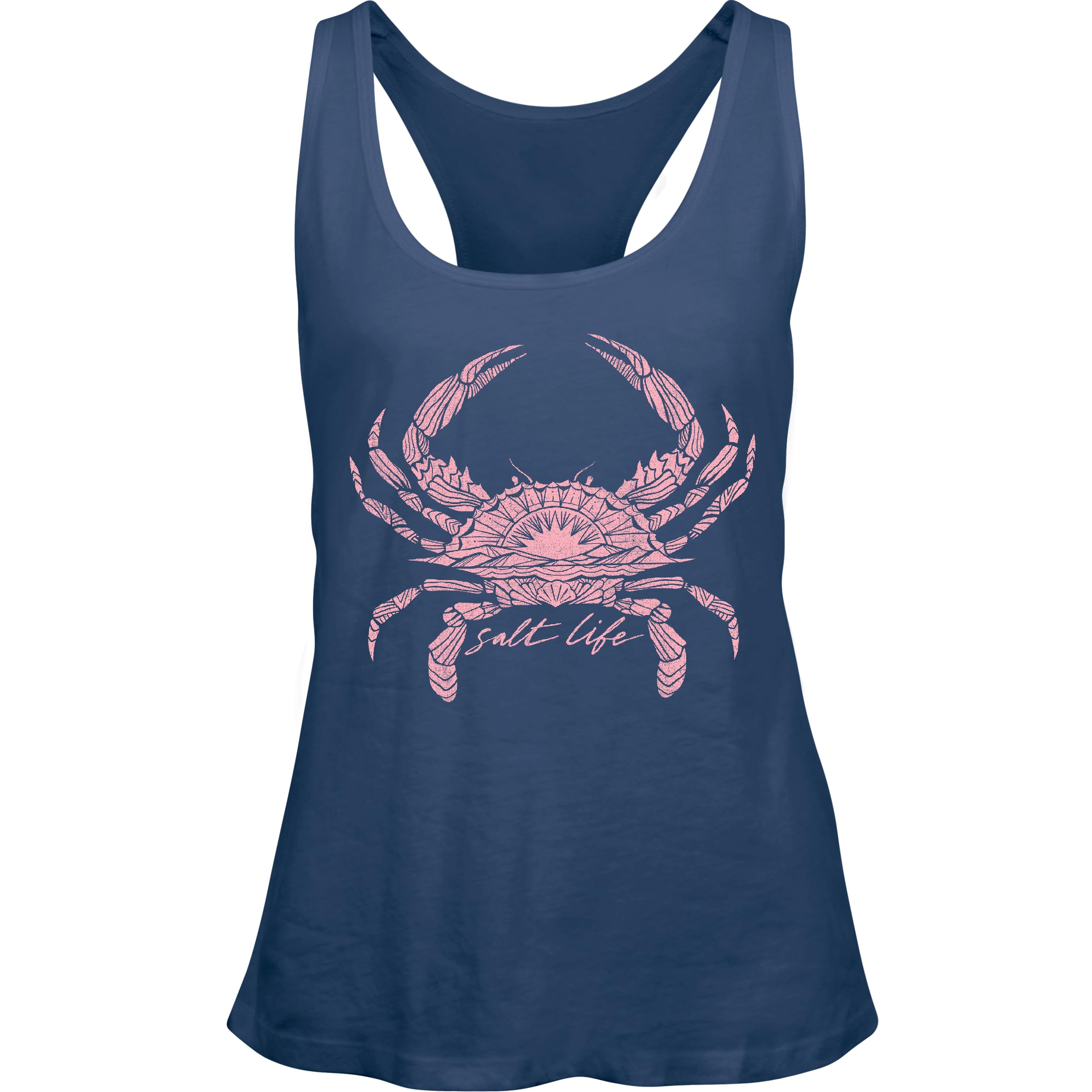 Salt Life Women's Tribal Crab Print Racerback Tank Top - Beachwear, Summer Vacation, Yoga & Casual Outfit