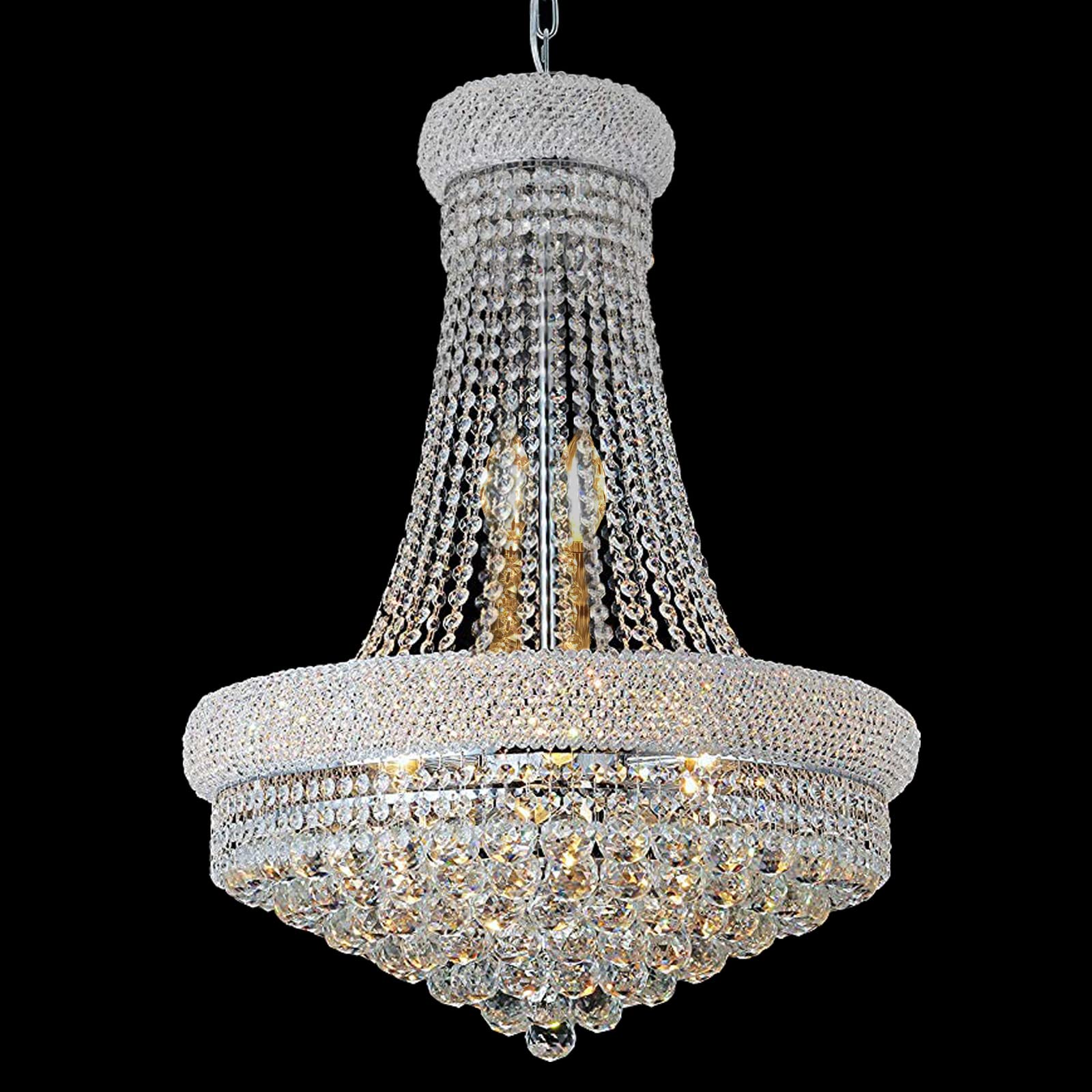 Elegant K9 Crystal Chandelier - French Empire Style Pendant Light for Dining Room & Living Room