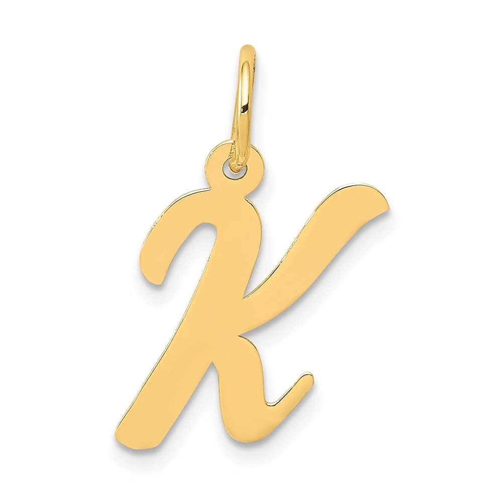 14K Yellow Gold Medium Script Letter Alphabet Initial Charm Pendant Necklace for Women - Personalized Name Jewelry Gift for Her, Birthday, Anniversary & Everyday Wear