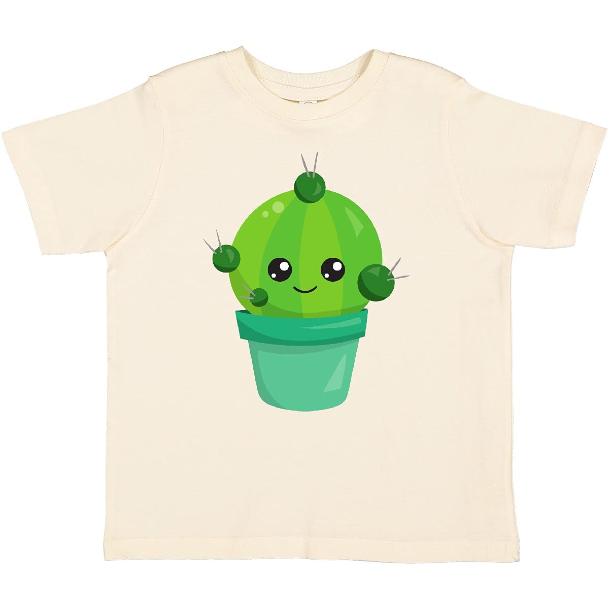 Inktastic Cute Kawaii Green Cactus Pot Toddler T-Shirt - Adorable Baby Clothes for Playdates, Daycare & Family Photos