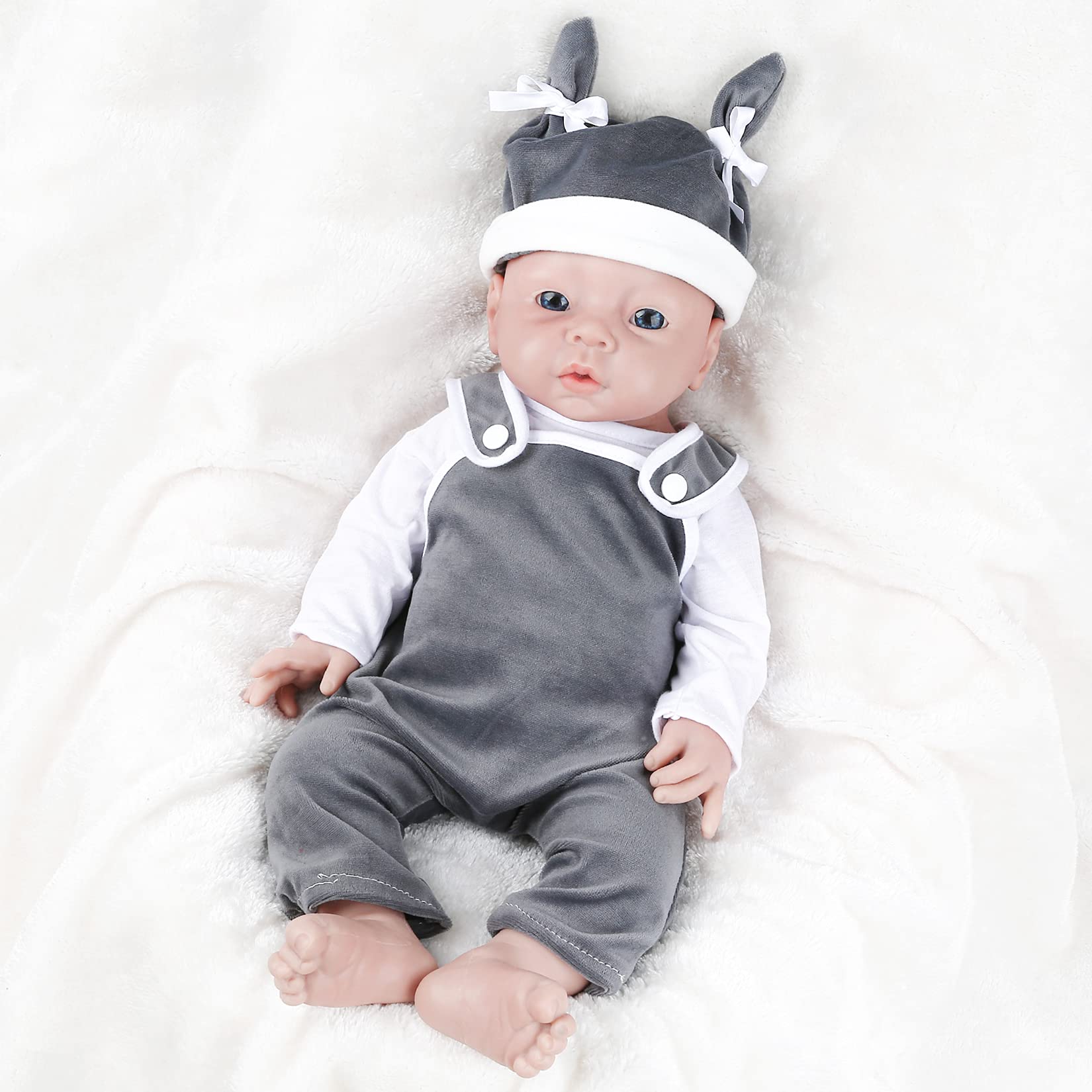 IVITA 19 Inch Realistic Full Body Silicone Reborn Baby Boy Doll - Premium Platinum Silicone, Not Vinyl - Lifelike Newborn Infant Toy for Collectors, Photography Props & Therapy Use