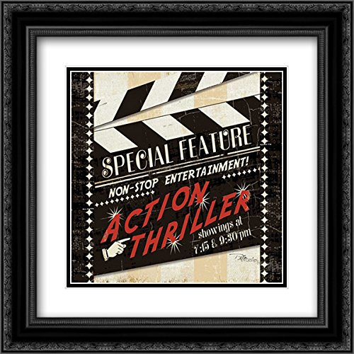 Pela Studio 15x15 Inch Black Ornate Framed Double Matted Museum Art Print - Action Thriller Movie Poster - Perfect for Home Theater, Living Room Decor & Office Wall Art