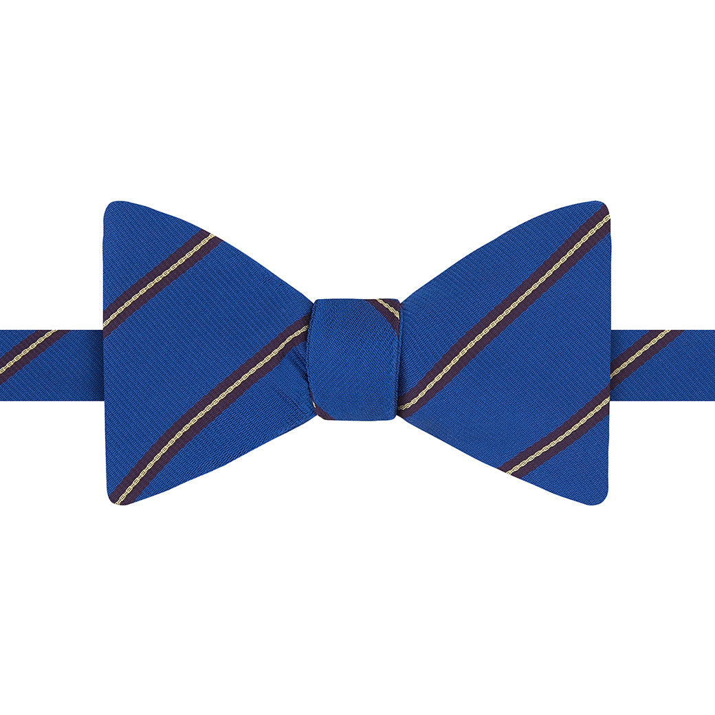 Lincoln's Inn Stripe Blue Silk Bow Tie | Elegant Formal Accessory for Weddings, Business Events & Black Tie Occasions