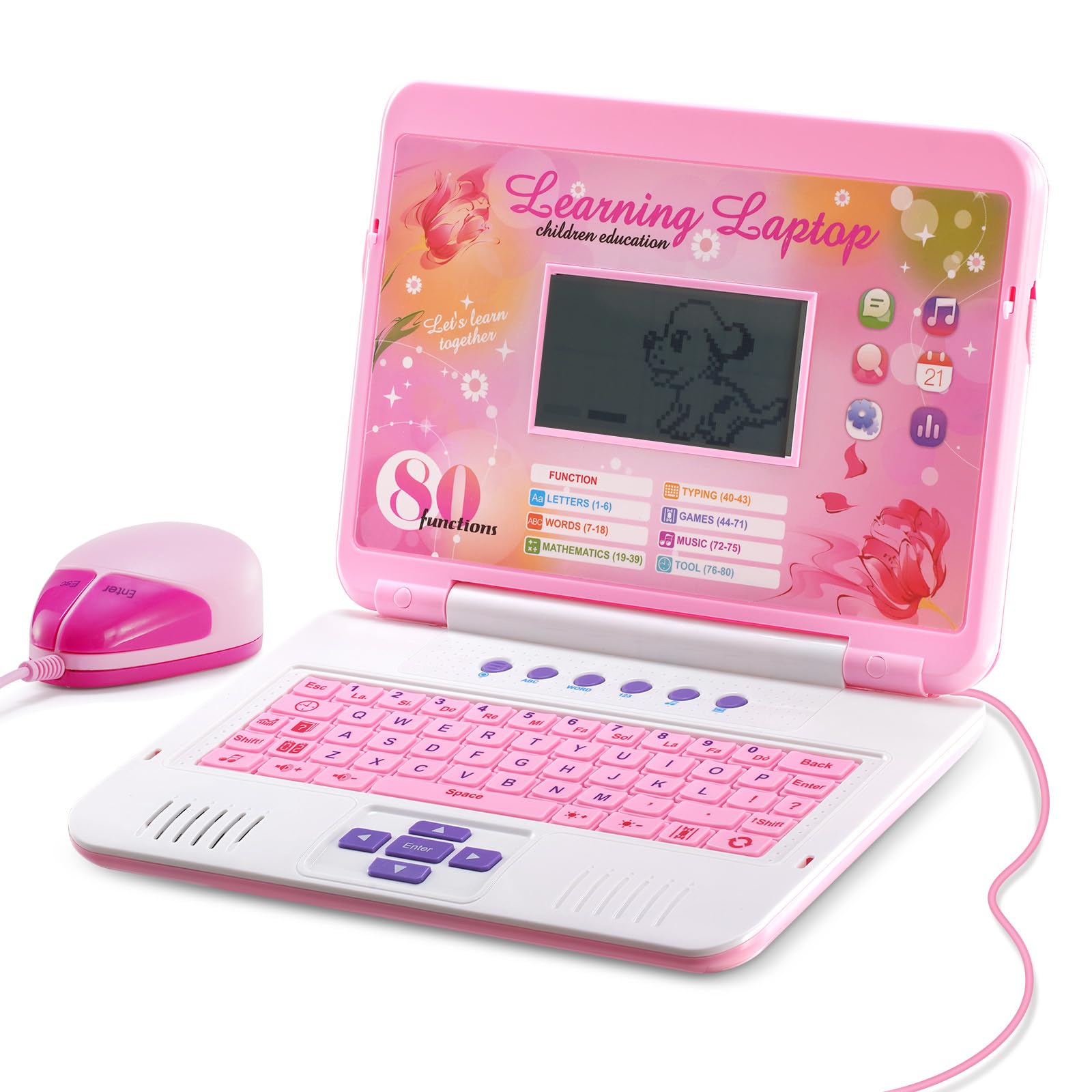 LESHITIAN Educational Kids Laptop with 80 Learning Activities - Alphabet, Math, Words, Games & Music - Interactive Learning Computer for Children Ages 5+ | Perfect for Homeschooling & Early Childhood Development