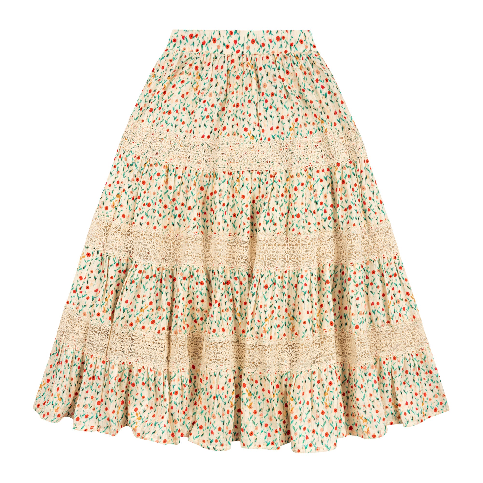 Atelier Parsmei Imogene Poppy Garden Skirt - Floral Print A-Line Skirt for Women | Perfect for Spring, Summer, and Garden Parties