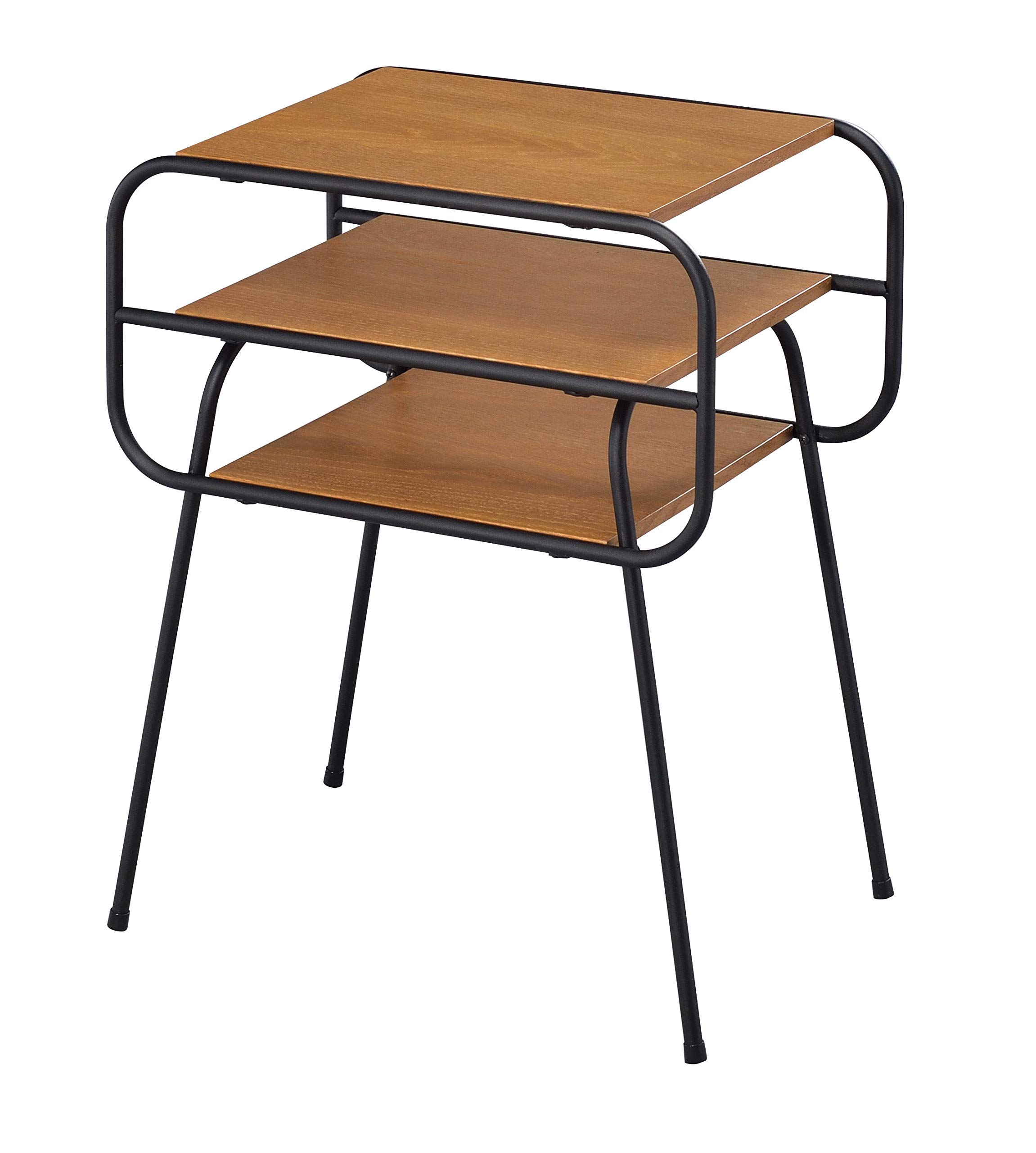 Kepooman Oak & Black End Table - Side Table, Sofa Couch Table, Nightstand, Console Table for Living Room, Bedroom, Office - Perfect for Holding Lamps, Books & Decor