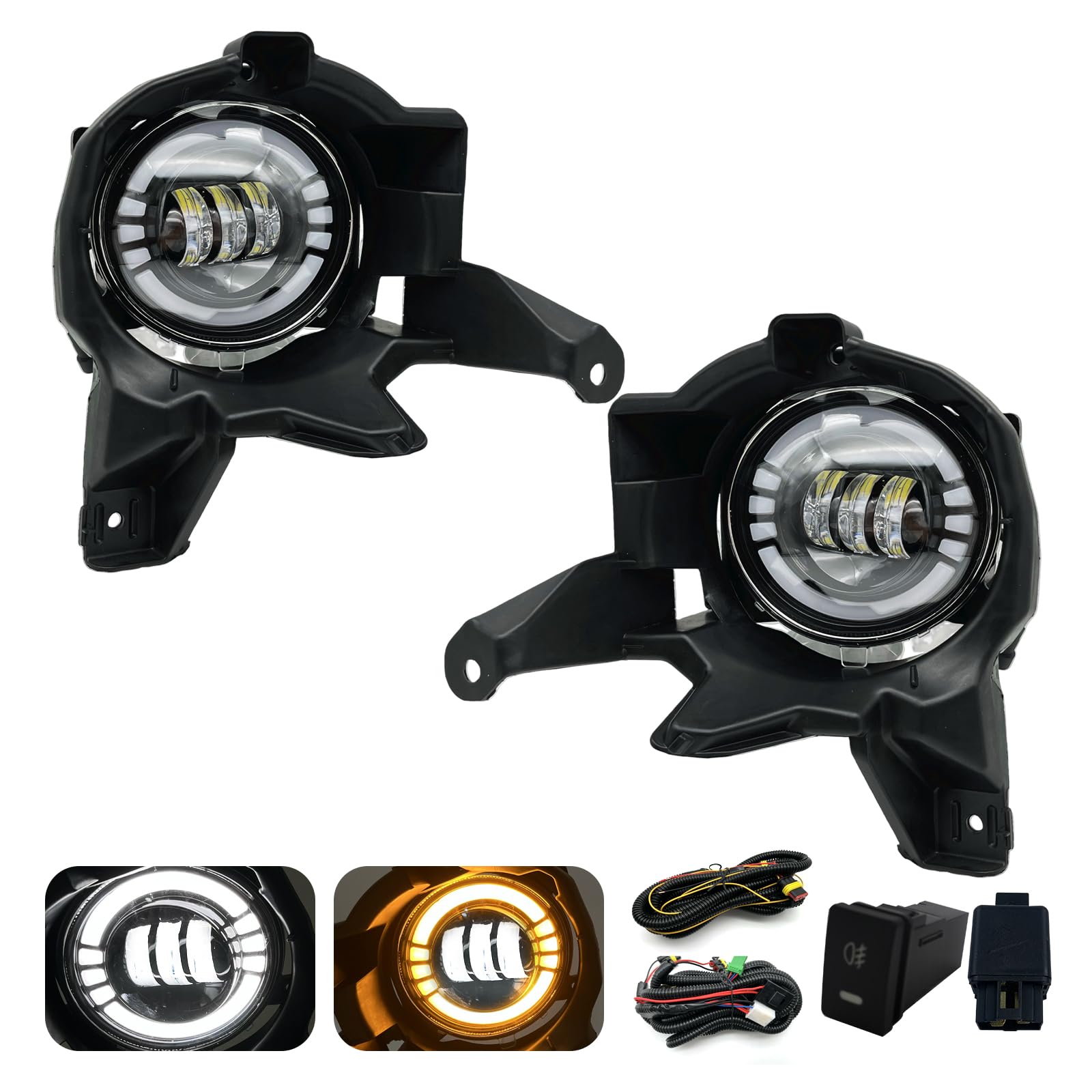 2013-2015 RAV4 LED DRL Fog Lights with Turn Signal - Daytime Running Lights for Front Bumper