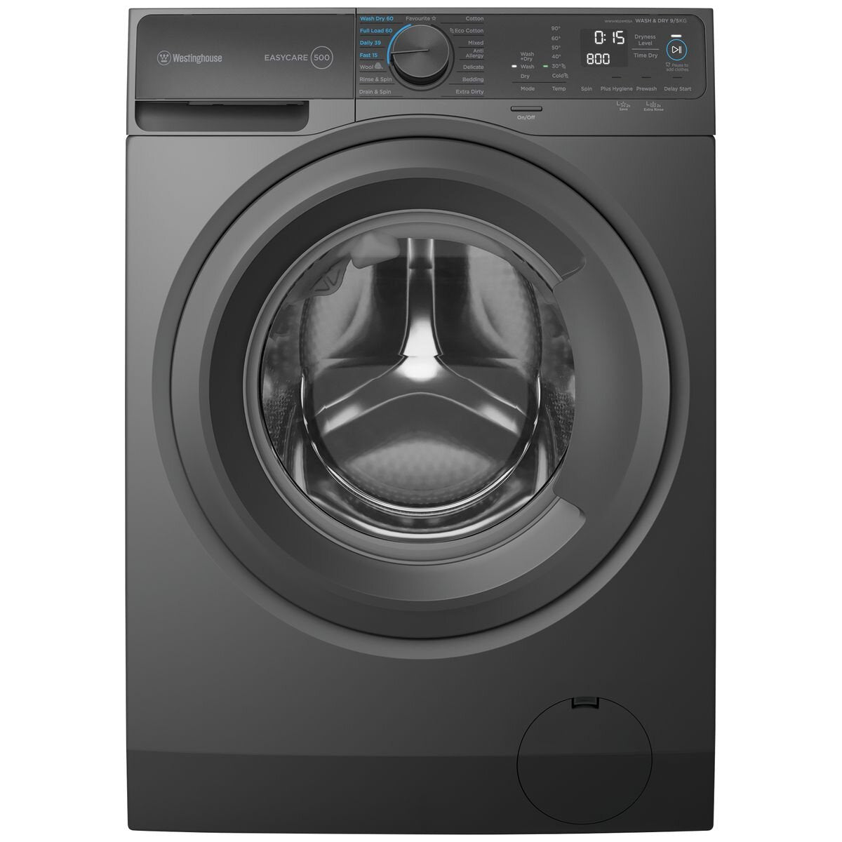 Westinghouse 9kg Front Load Washer Dryer Combo - Energy Efficient, Quiet Operation, Black (WWW9024M5SA) - Perfect for Apartments, Laundry Rooms & Small Spaces
