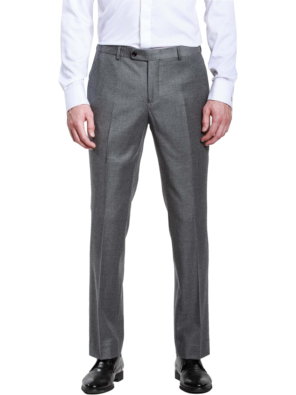 HBDesign Men's Formal Dress Pants Slim Fit Flat Front Straight Leg Iron-Free Grey - Perfect for Office, Business Meetings & Special Occasions