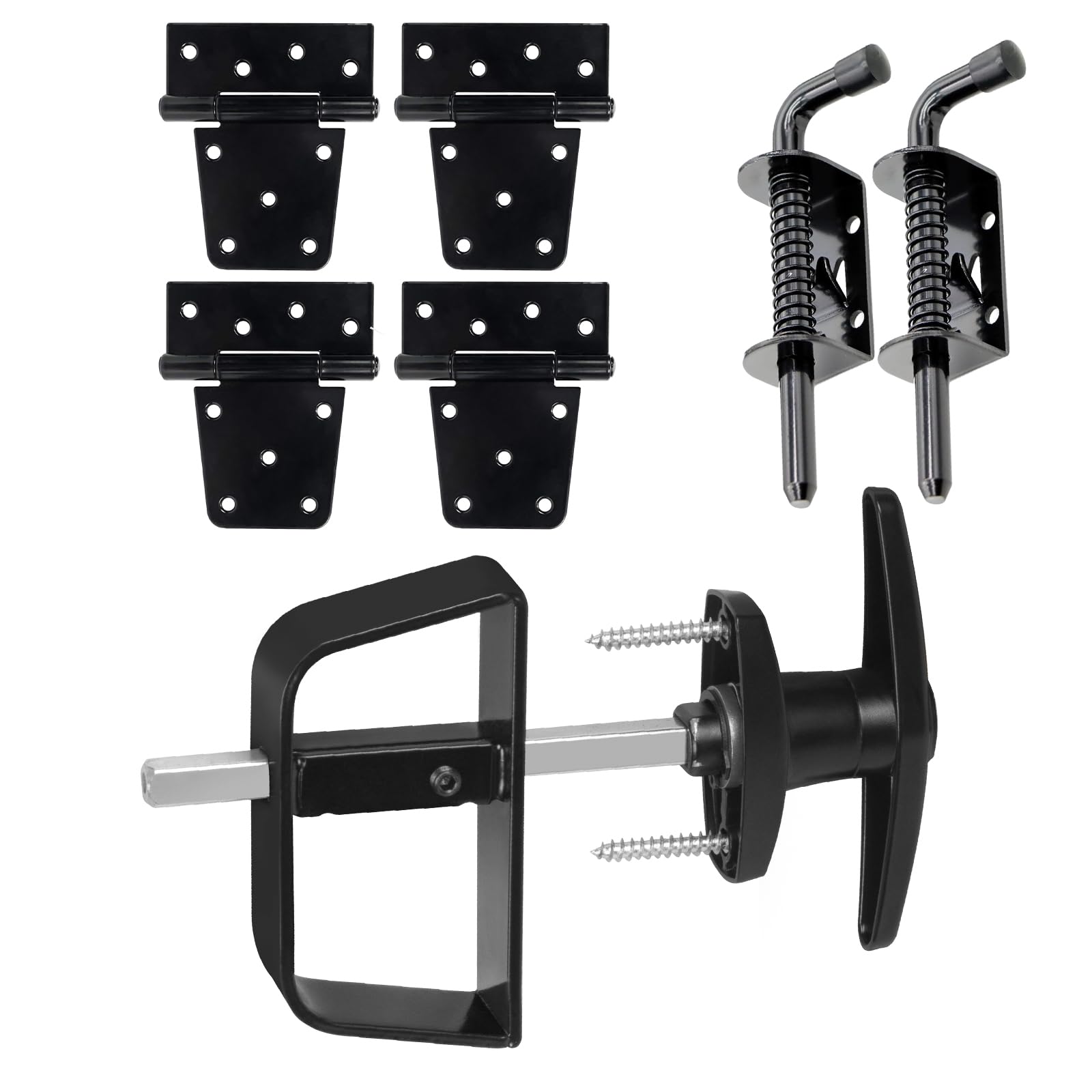 **Double Door Shed Hardware Kit - Heavy Duty Latches, Hinges & T-Handle Lock - Includes Window & Door Hinge Set - Perfect for Sheds, Gates, Playrooms & Outdoor Storage**