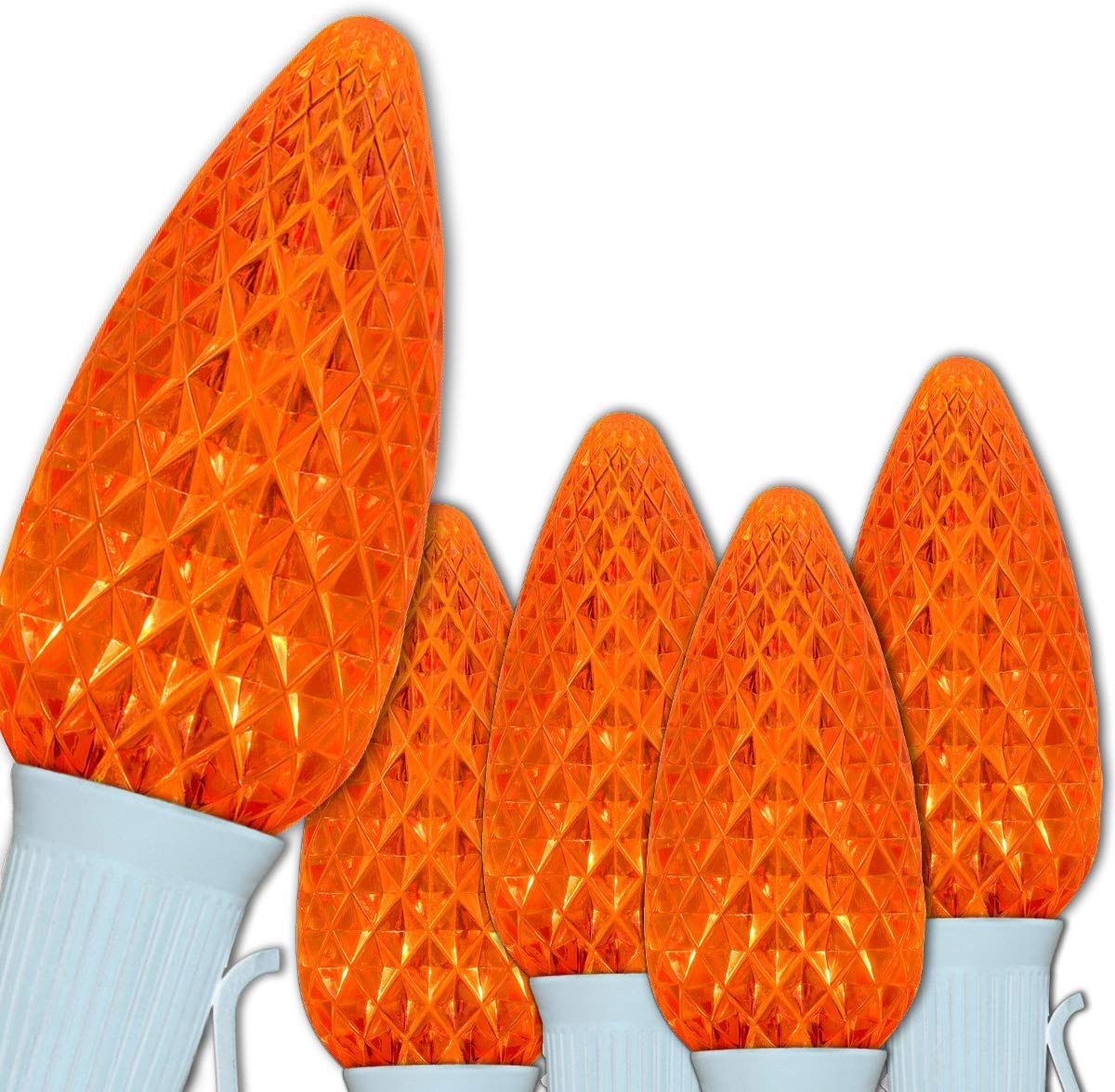 Premium C9 OptiCore LED Outdoor Christmas Lights - Heavy Duty Commercial Grade String Lights for Weddings & Holidays - 25 Amber/Orange Bulbs, 25ft White Wire - Perfect for Roof, Trees & Holiday Decorations