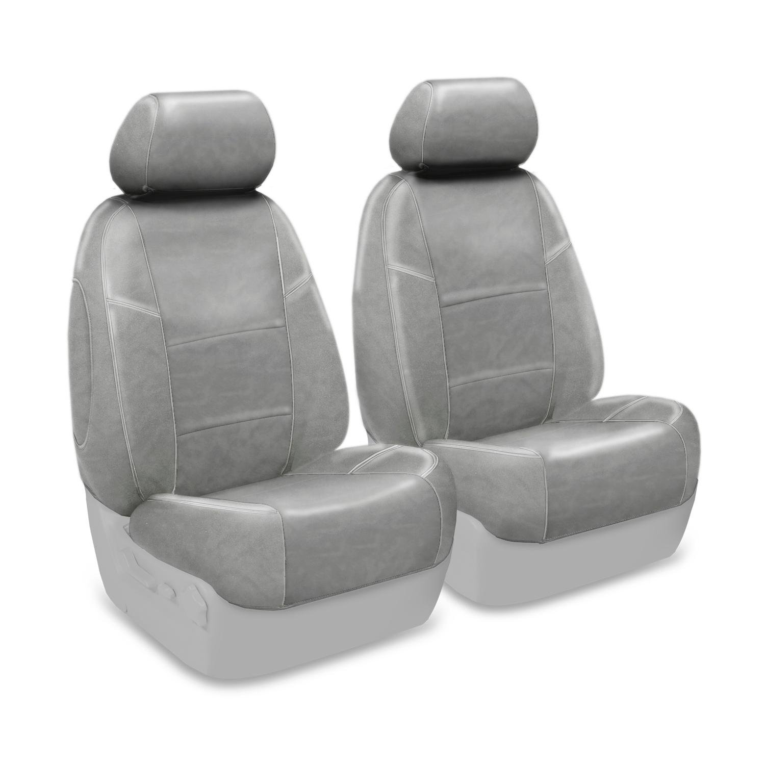 Coverking Custom Fit Front 50/50 Bucket Seat Cover for Jeep Wrangler JK & JL (2007-2023) - Premium Leatherette Solid Light Gray - Waterproof & Durable Protection for Off-Road Adventures & Daily Commute