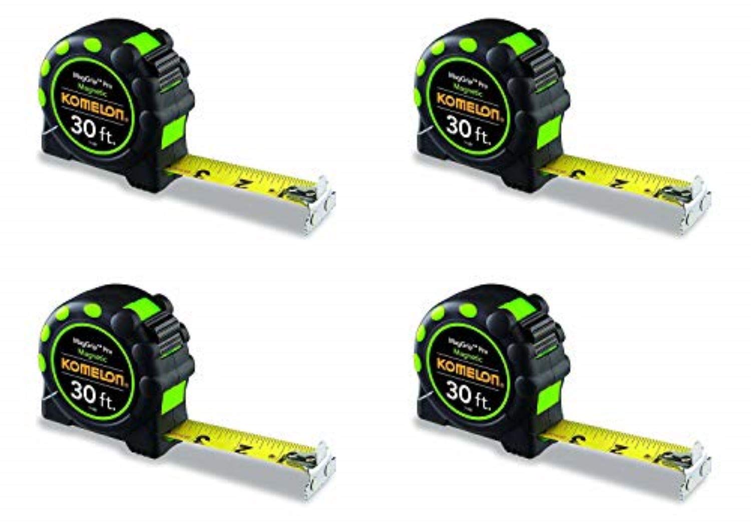 Komelon 7130 Monster Maggrip 30-Foot Magnetic Measuring Tape - 4 Pack for Construction, DIY Projects & Home Improvement