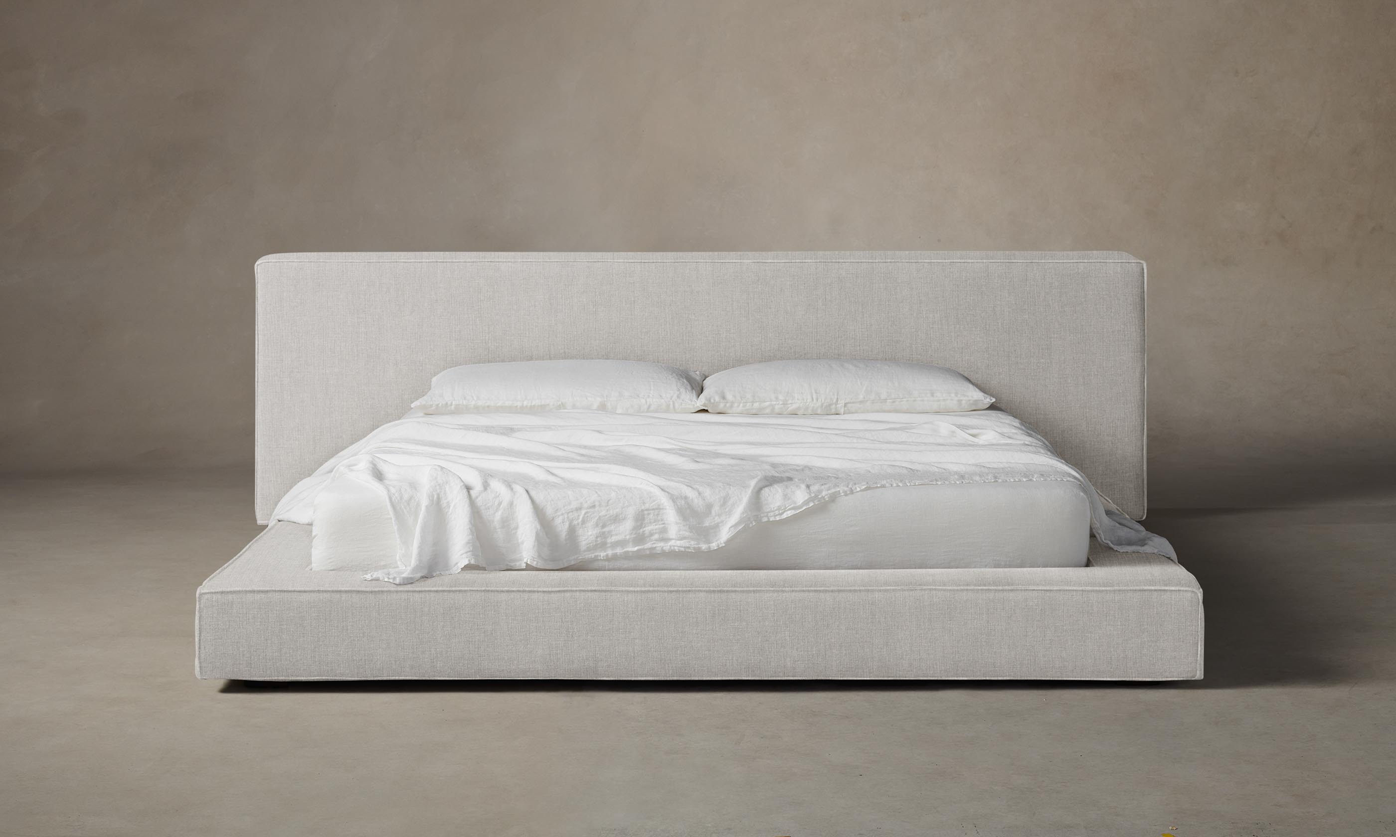 The Eldridge Bed - Premium Performance Tweed Salt Upholstered Platform Bed Frame for Modern Bedroom - Perfect for Master Bedrooms, Guest Rooms & Stylish Home Decor