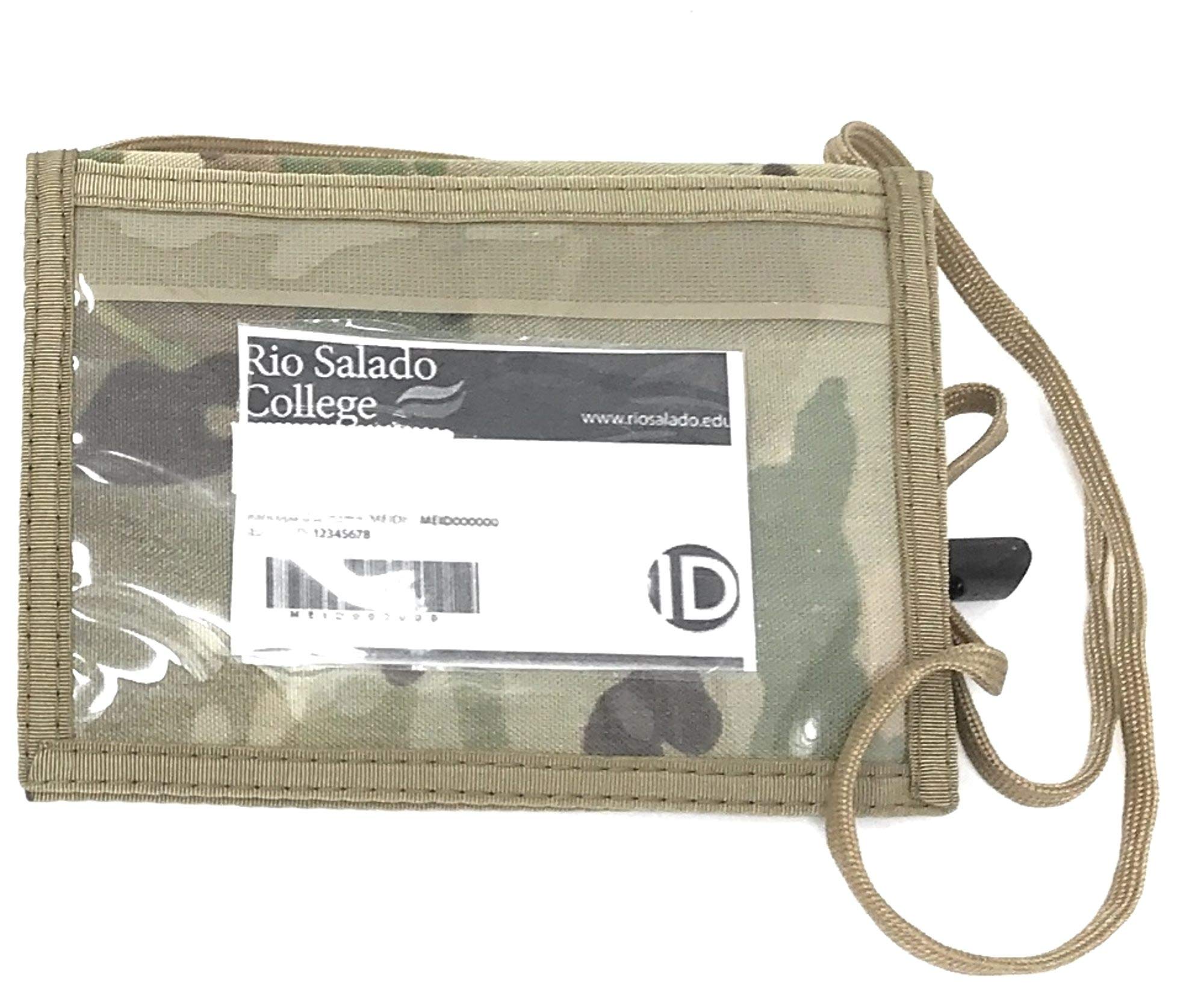 Bifold Neck ID Wallet – USA Made, Lightweight & Water-Resistant Travel Wallet with Adjustable Neck Strap, Zipper Pockets & Clear Card Windows – Perfect for Travel, Hiking & Outdoor Adventures (Multi-Cam)