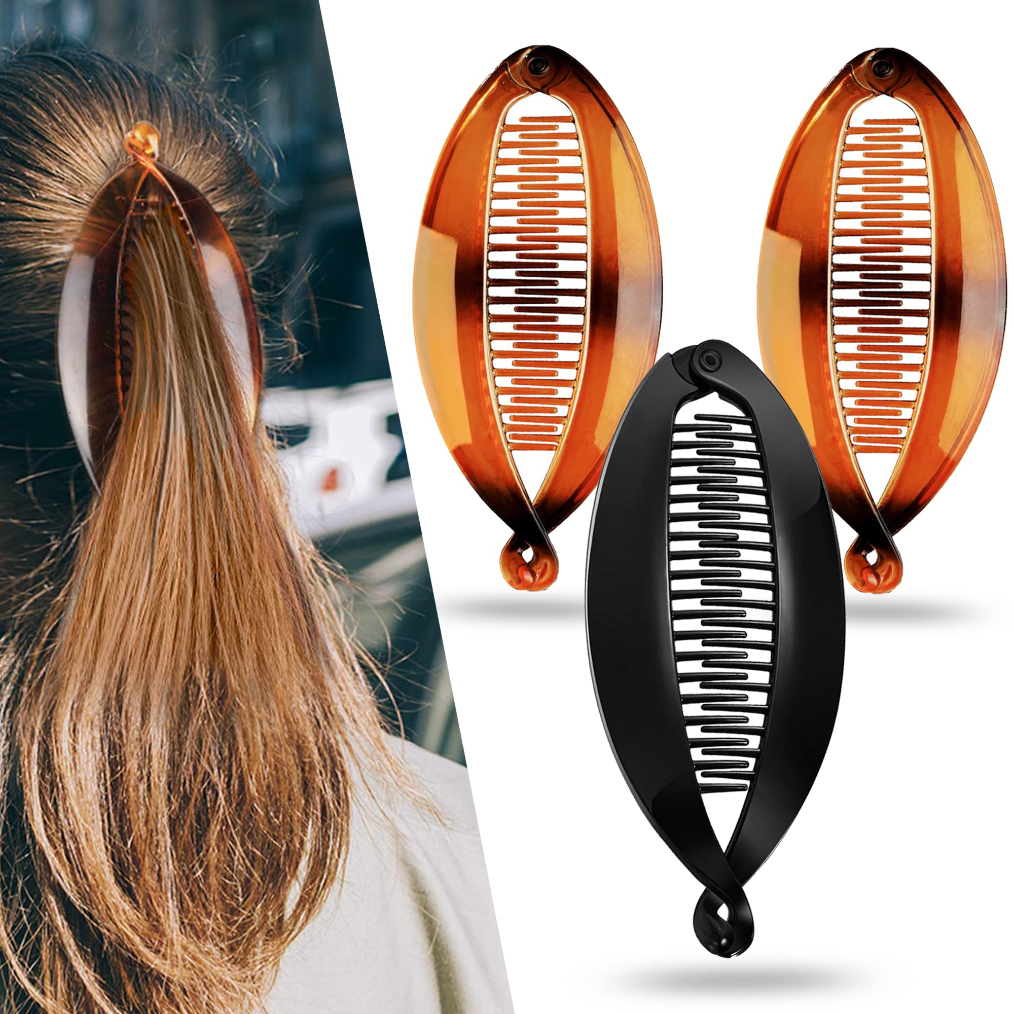 Sanas Fishtail Hair Clip - Banana Style Hair Accessories for Women & Girls - Multicolor Hair Clips for Everyday Wear, Parties & Weddings