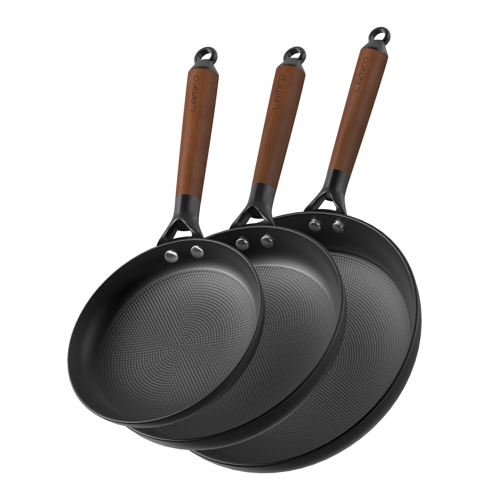 Non-Stick Cast Iron Skillet Set - 8/10/12 Inch PFAS-Free Cookware | Oven & Dishwasher Safe | Perfect for Eggs, Pancakes & Steak | Ideal for Home Cooking, Camping & Valentine's Day Gifts