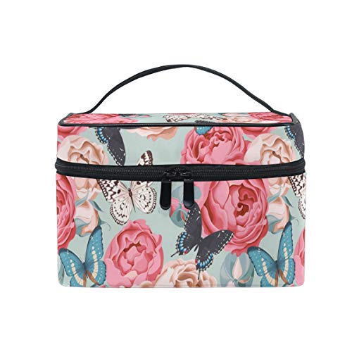 WELLDAY Premium Floral Makeup Bag for Women - Large Waterproof Travel Cosmetic Organizer & Toiletry Case - Perfect for Vacation, Gym, Business Trips and Daily Essentials Storage