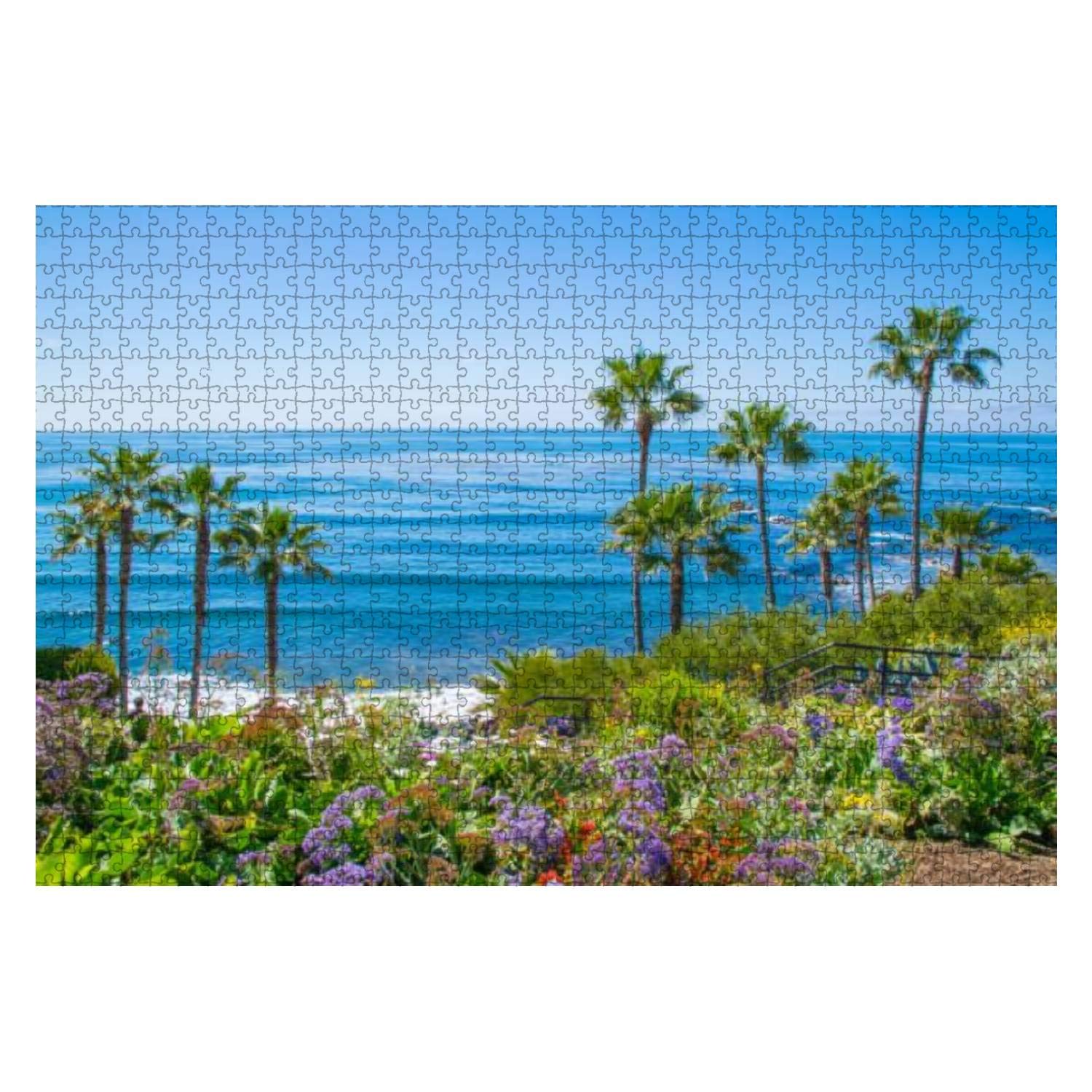 1000-Piece Wooden Jigsaw Puzzle - Stunning Heisler Park Laguna Beach California Seascape with Flowers | Educational & Stress-Relief Toy for Adults & Kids | Perfect for Family Game Night & Home Decor