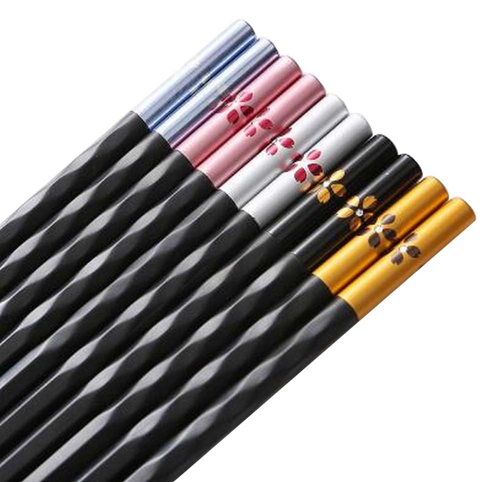 Reusable Chinese Chopsticks - 5 Pairs Black for Asian Dining