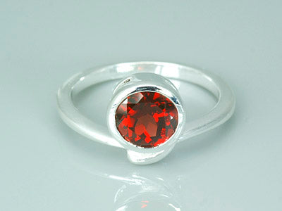 Garnet Round Cut Sterling Silver Ring Size 6 - Elegant Birthstone Jewelry for Women - Perfect for Valentine's Day, Anniversary & Everyday Wear