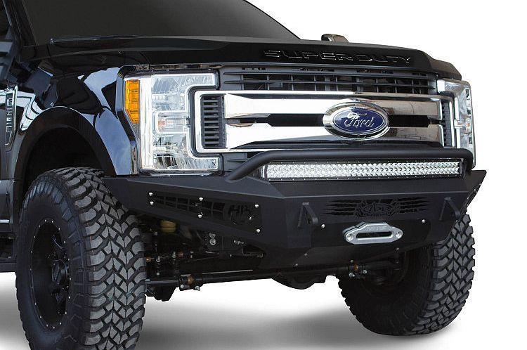 2017-2022 Ford F250/F350 Super Duty Honey Badger Front Bumper with Winch Ready & Light Mounts | Heavy Duty Off-Road Bumper for Truck Protection & Adventure