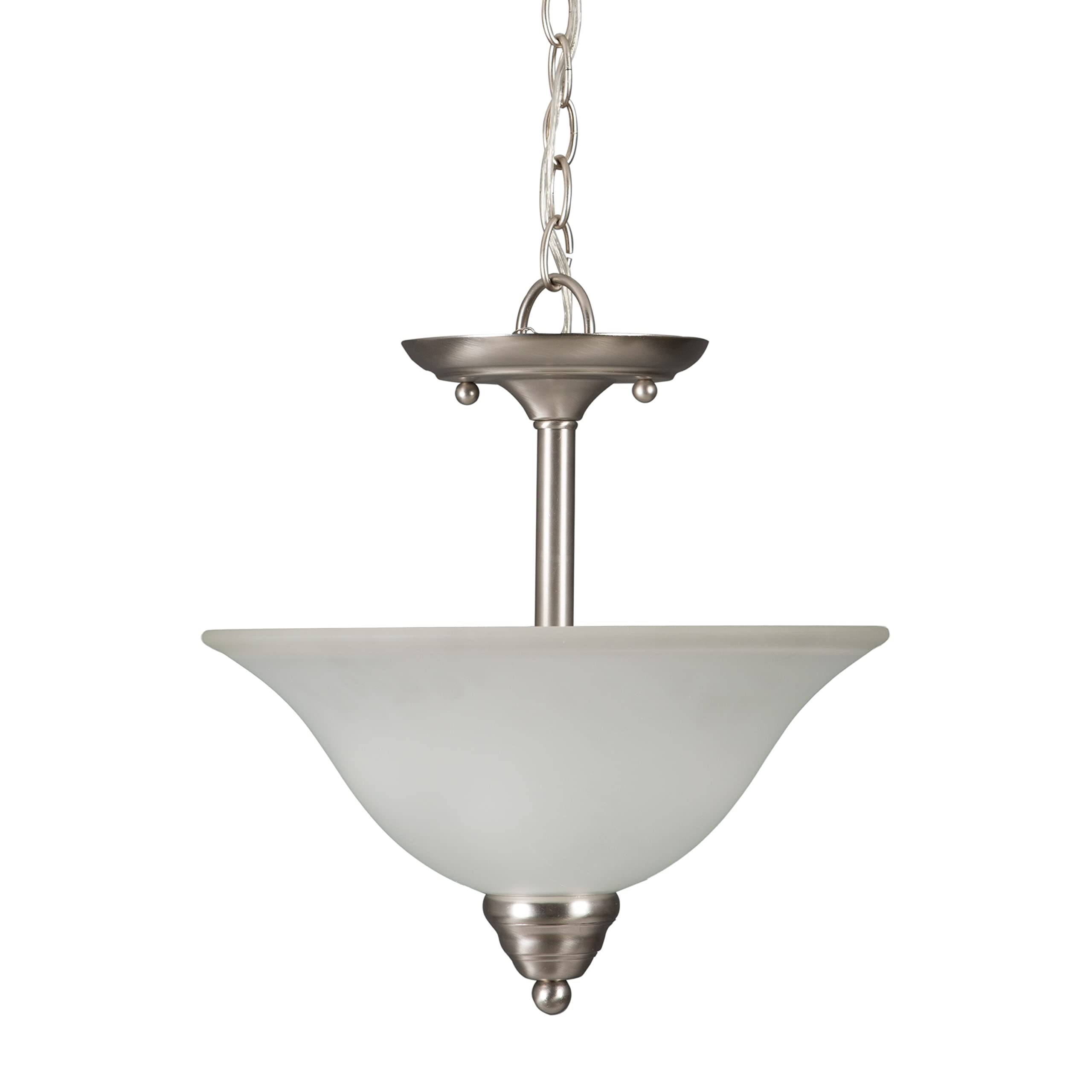 Unknown1 Ribbon Fall Collection - 2-Light Inverted Silver Modern Contemporary Chandelier with Glass & Steel, Energy Efficient - Perfect for Dining Room, Living Room, or Bedroom Lighting