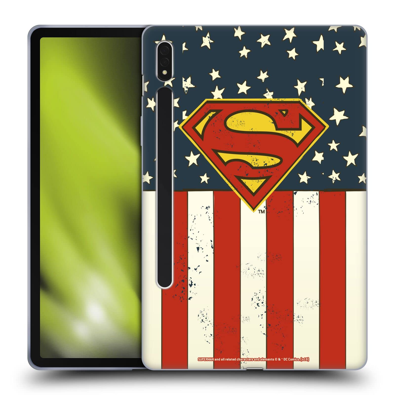 Head Case Designs Officially Licensed Superman DC Comics U.S. Flag Gel Case for Samsung Galaxy Tab S8 - Protective Cover for Travel, Work & School