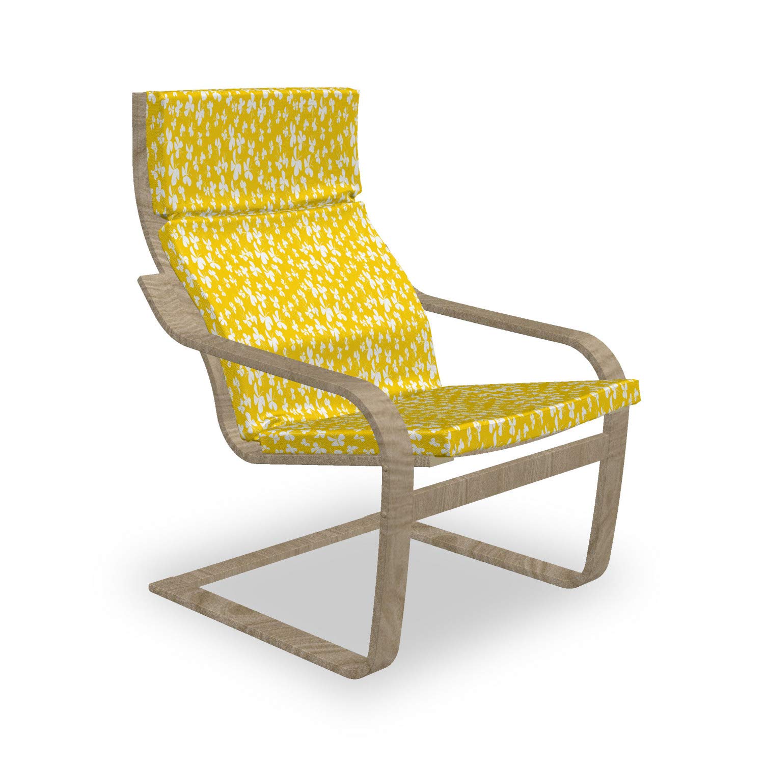 Ambesonne Yellow White Armchair Slipcover - Butterfly Design for Home Decor