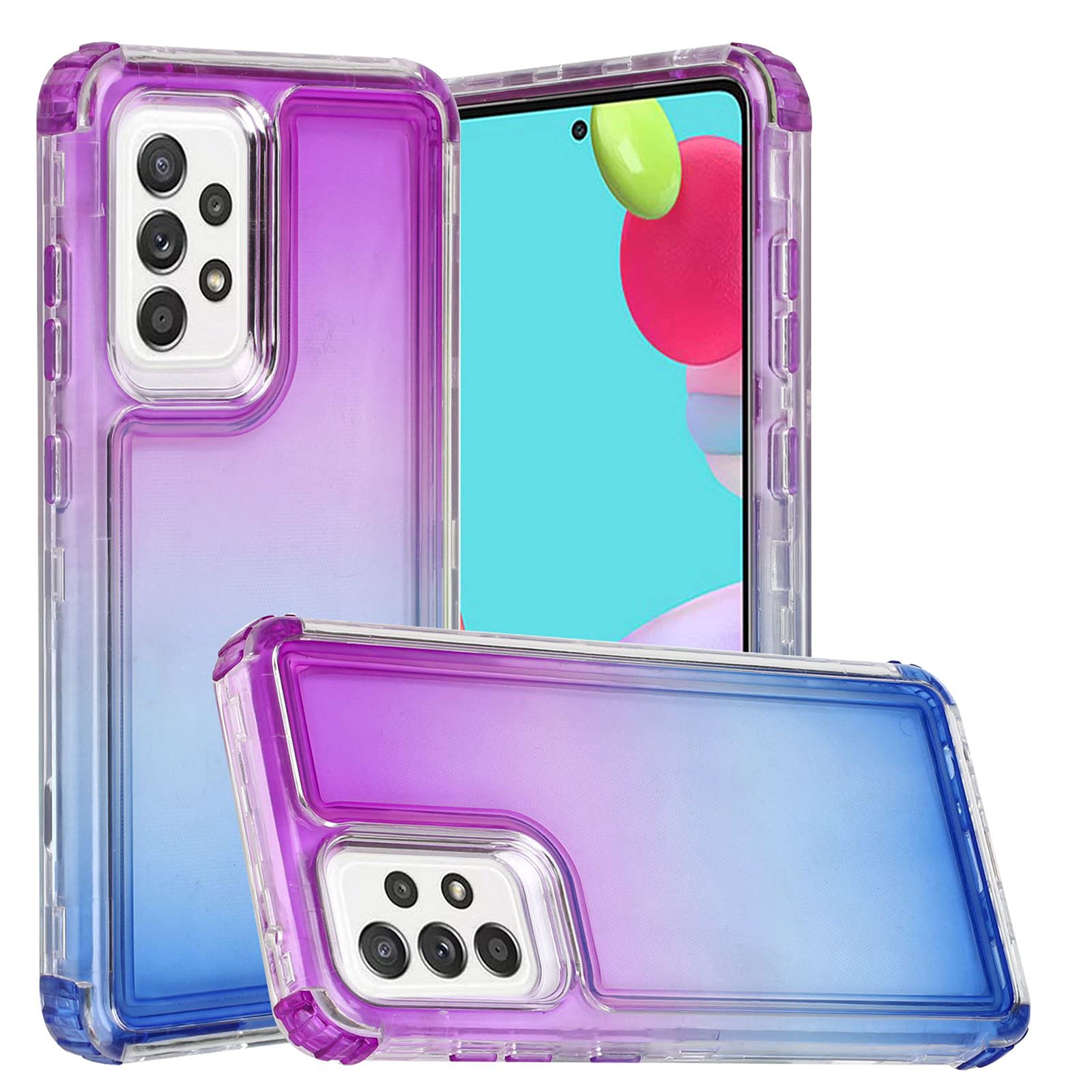 KULECase Glitter Samsung Galaxy A52 5G Case for Women - Heavy Duty 3-in-1 Phone Cover with Gradient Crystal, Stylish Elegant Protection (Purple/Blue) - Perfect for Everyday Use, Work & Travel