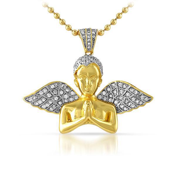 14K Gold Praying Angel Pendant with Lab-Grown Diamond - Elegant Religious Jewelry for Women, Perfect for Gifts, Church, and Special Occasions