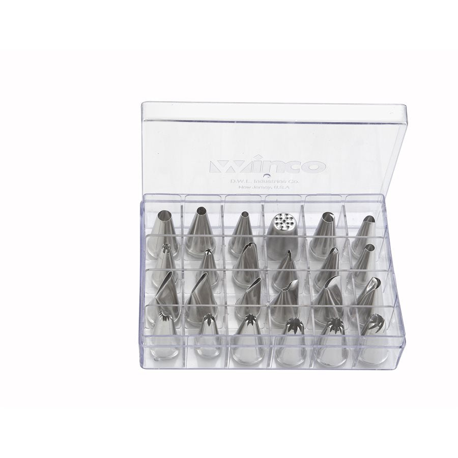 Winco 24-Piece Professional Cake Decorating Tube Set - Perfect for Baking, Icing, and Cake Design at Home or Bakeries