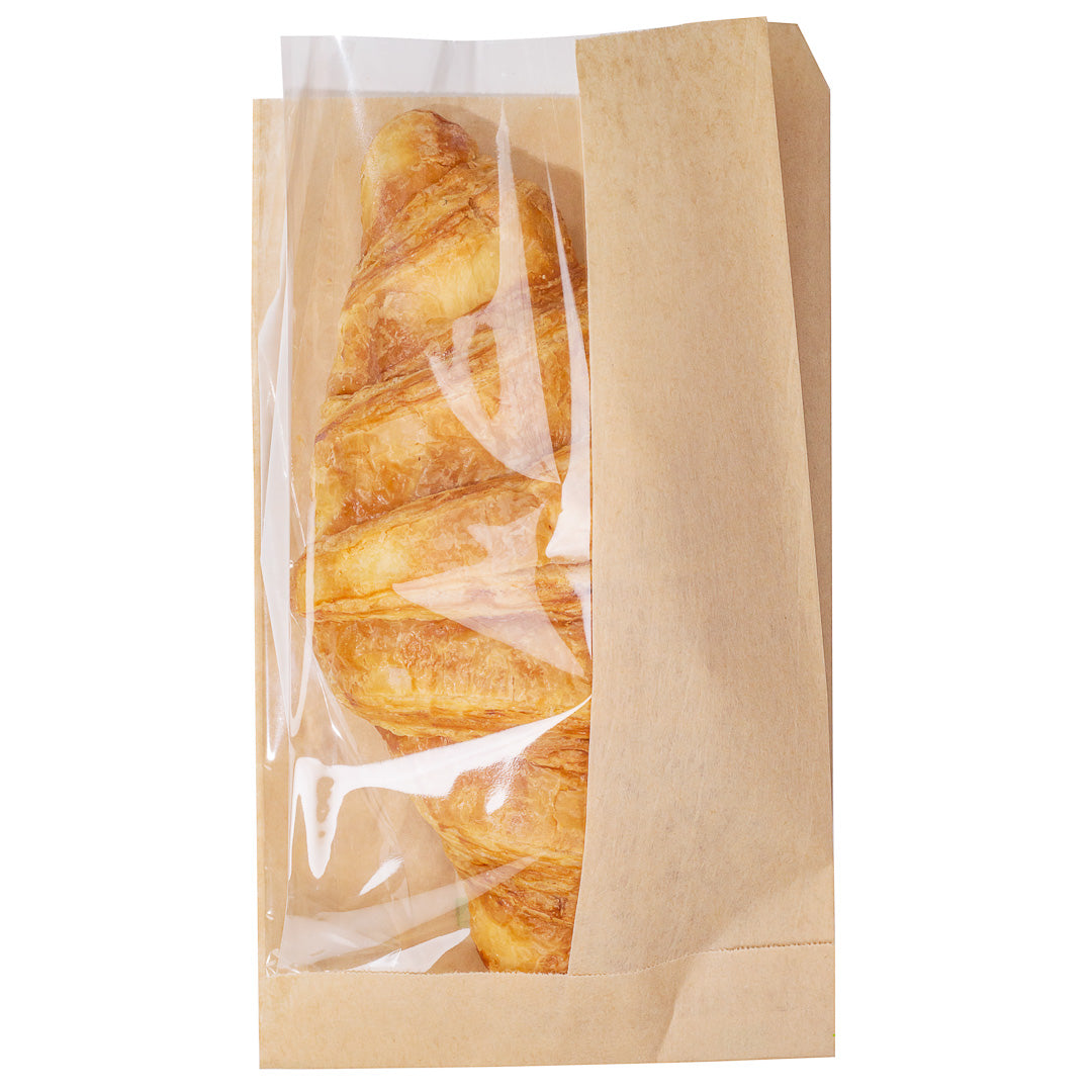Eco-Friendly Kraft Paper Bread Bags with Side Window - 4.75