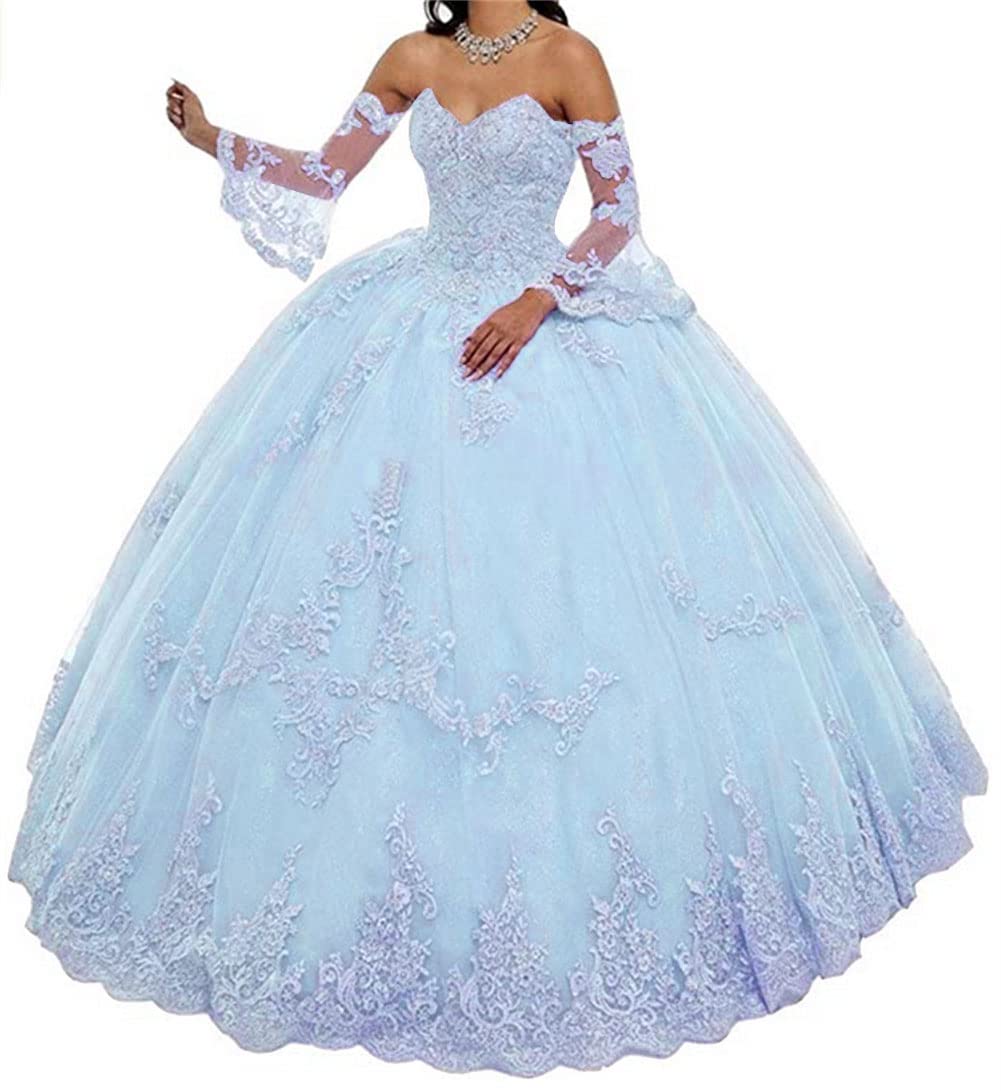 Zhengquan Women's Lace Applique Quinceanera Dress - Sweetheart Neckline Prom Ball Gown for Formal Events, Homecoming, and Special Occasions