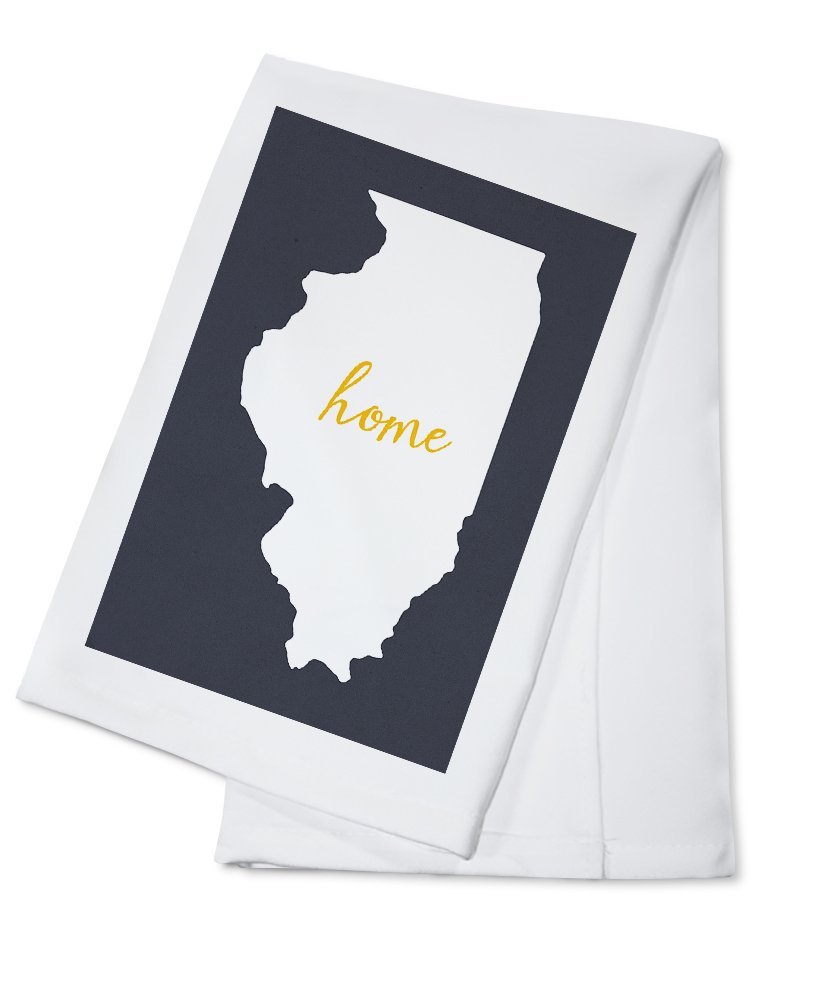 100% Cotton Illinois Home State Tea Towel - White on Gray Decorative Hand Towel for Kitchen, Bathroom & Home Decor | Perfect for Dish Drying, Gift Giving & Farmhouse Style Decor