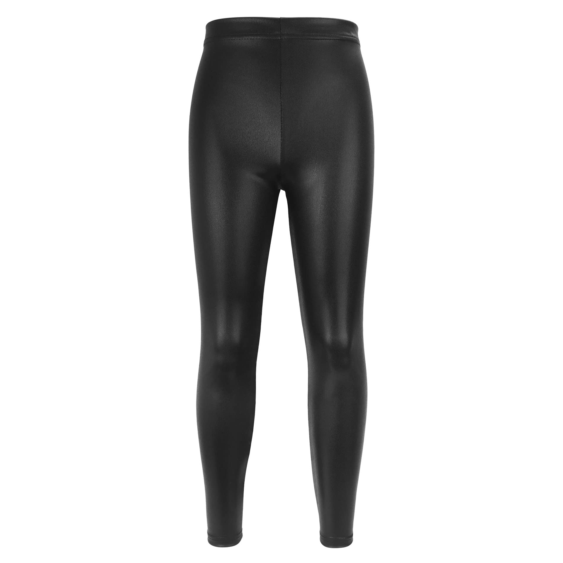 Kids Girls Shiny Metallic Dance Leggings - Skinny Gymnastic Pants for Performances, Costumes, and Dance Classes