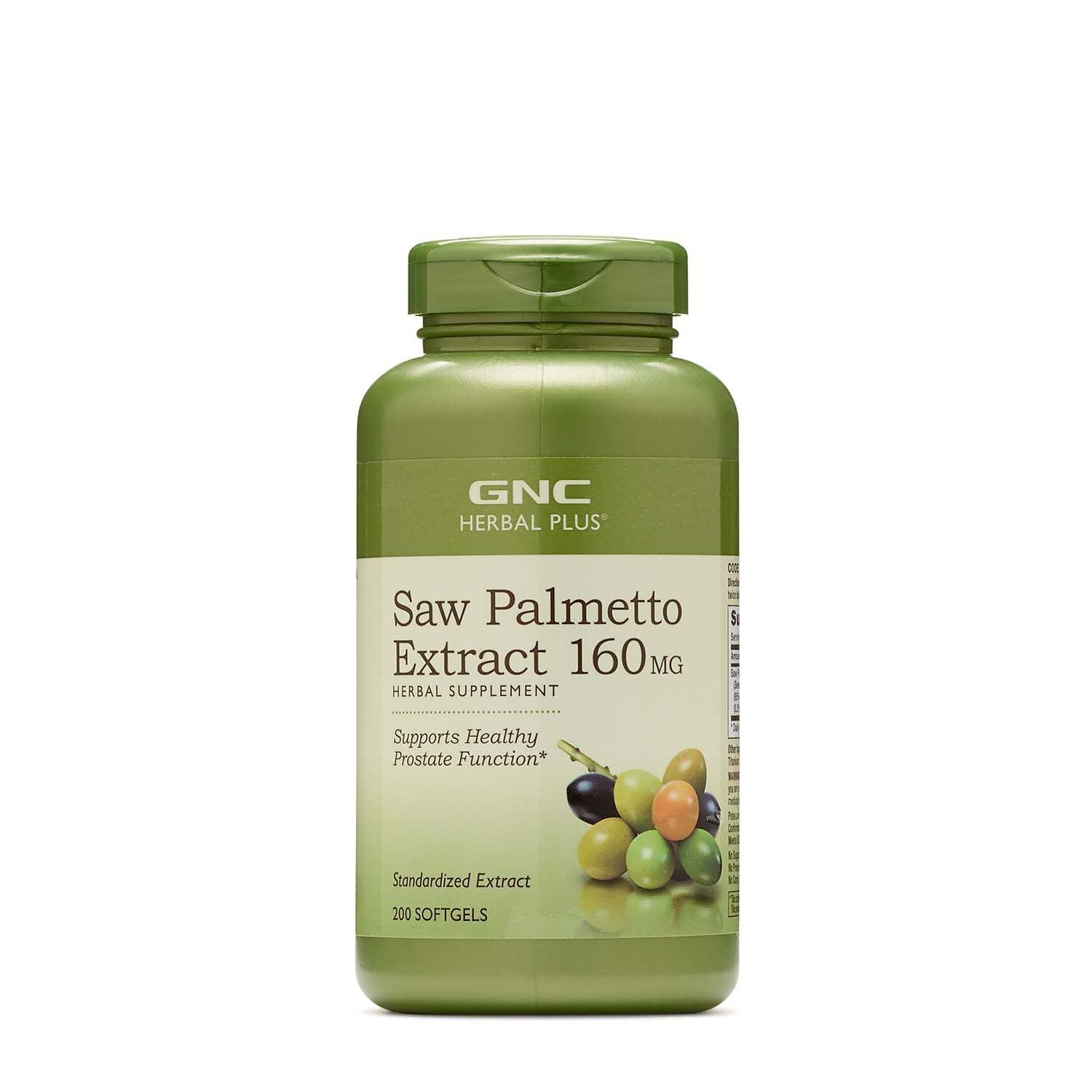 GNC Herbal Saw Palmetto Extract 160mg - 200 Softgels for Prostate & Urinary Health - Natural Supplement for Men - Supports Hair Growth & Hormonal Balance - Daily Wellness Support