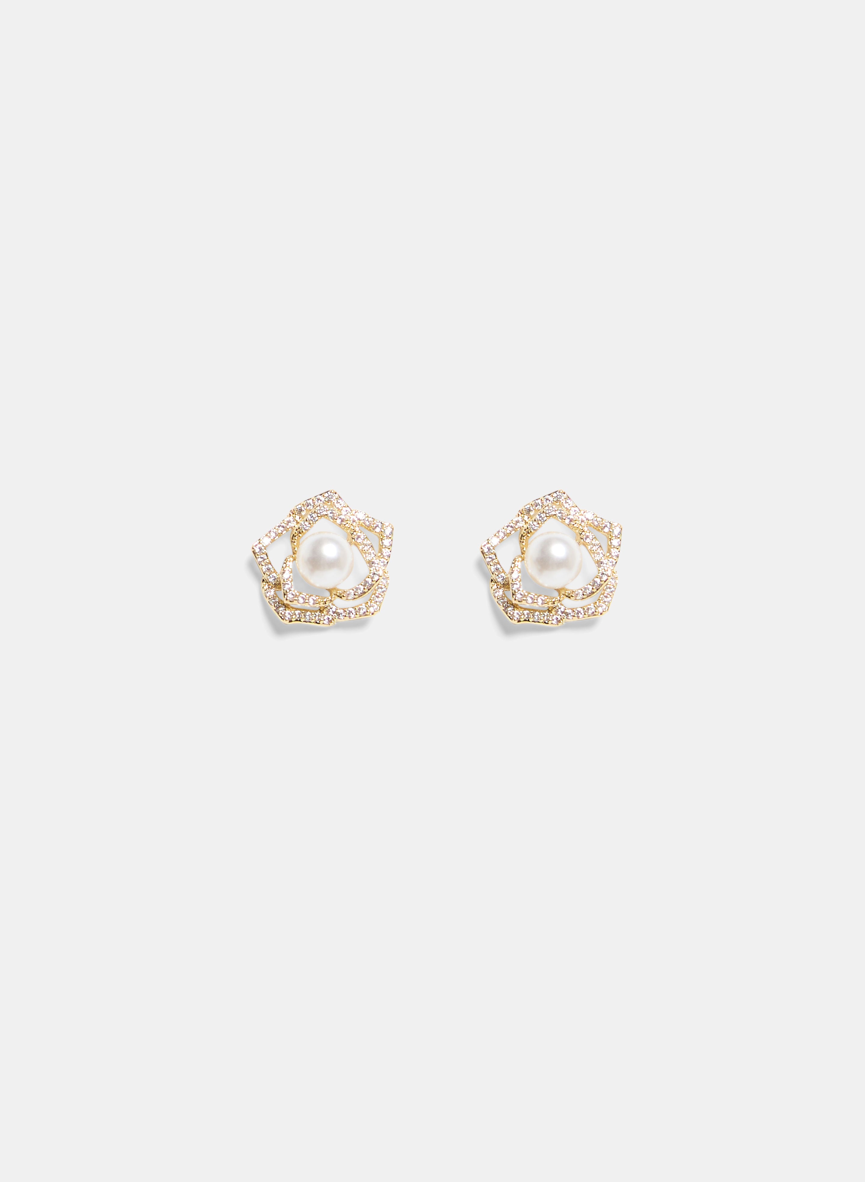 Floral Stud Earrings for Women - Dainty Flower Earrings with CZ Stones - Perfect for Weddings, Parties & Everyday Wear