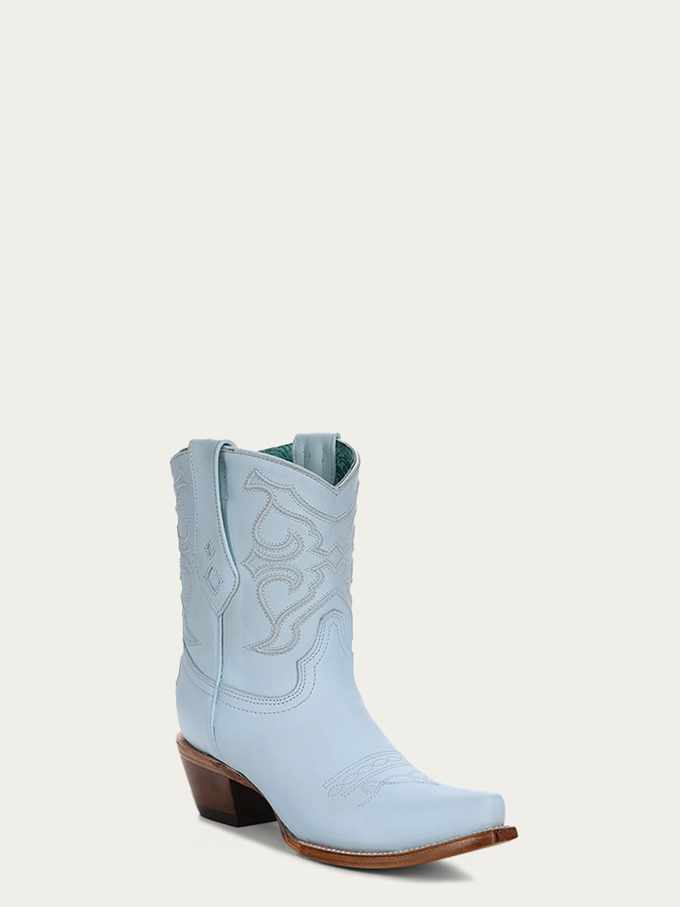Z5255 Women's Embroidered Baby Blue Snip Toe Ankle Boots - Stylish Casual & Party Footwear for Women