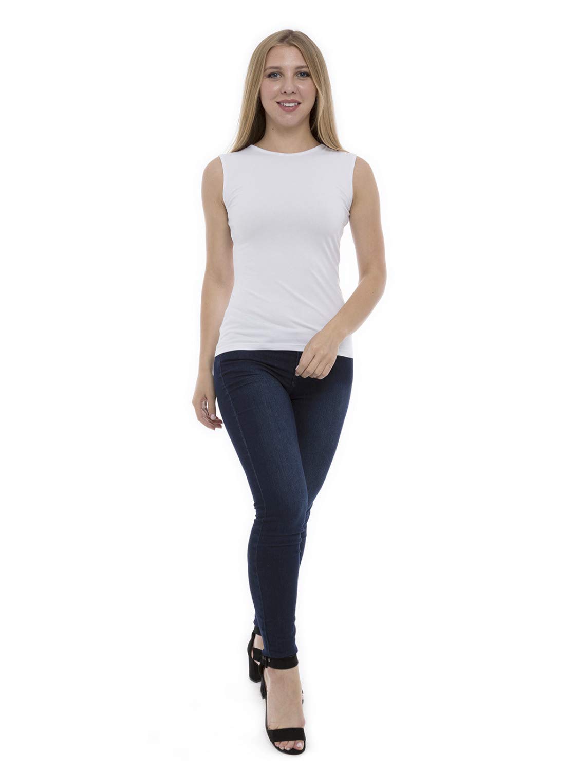 Lunarable Women's Sleeveless Undershirt Tank Top Camisole - Size S, White - Perfect for Layering, Summer Outfits & Casual Wear